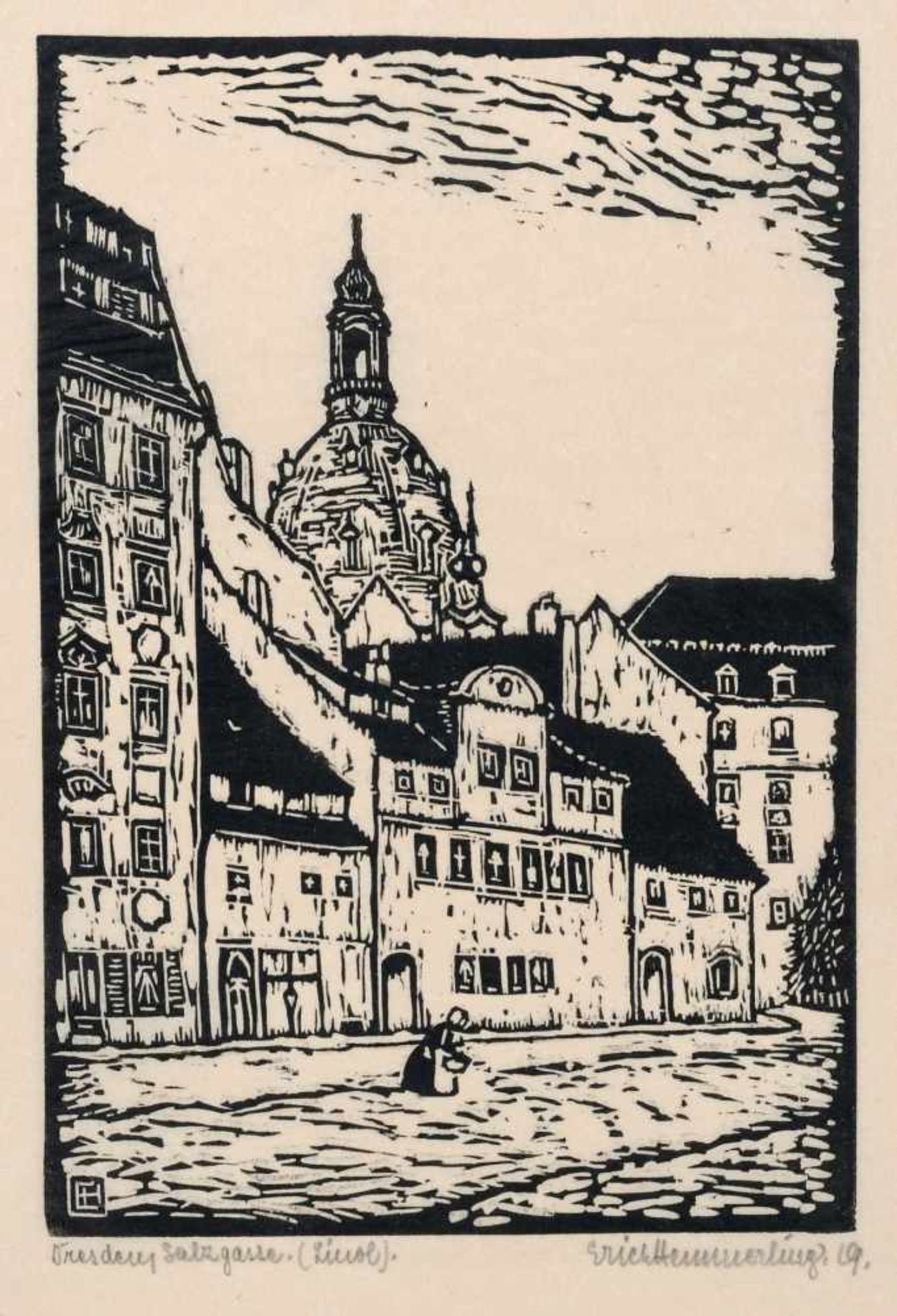 Siegfried Mackowsky und andere Künstler, Vier Ansichten von Dresden (Frauenkirche, Salzgasse, - Bild 4 aus 4