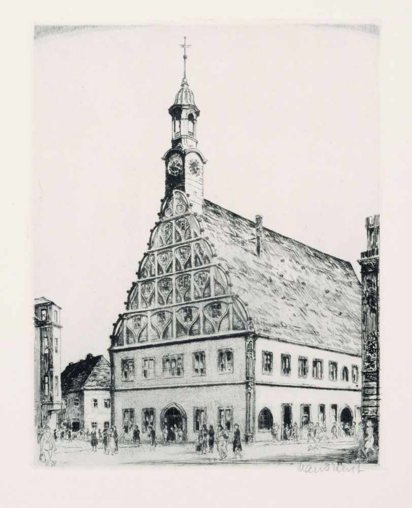 Hans Kirst, Drei Ansichten von Zwickau (Markt, Gewandhaus und St. Marien, Schiffhaus und St. - Bild 2 aus 3