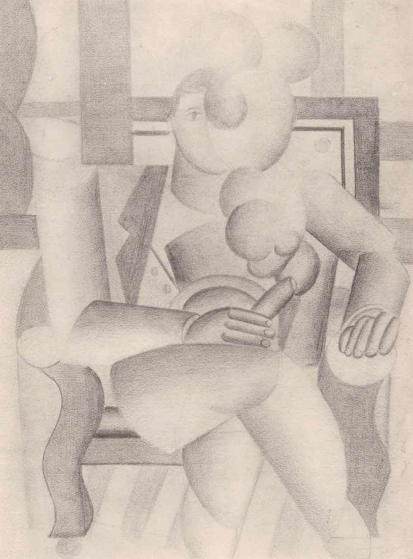 Fernand Léger "Le Fumeur". Um 1920. Lithografie auf festem Papier. Unsigniert. Unterhalb der