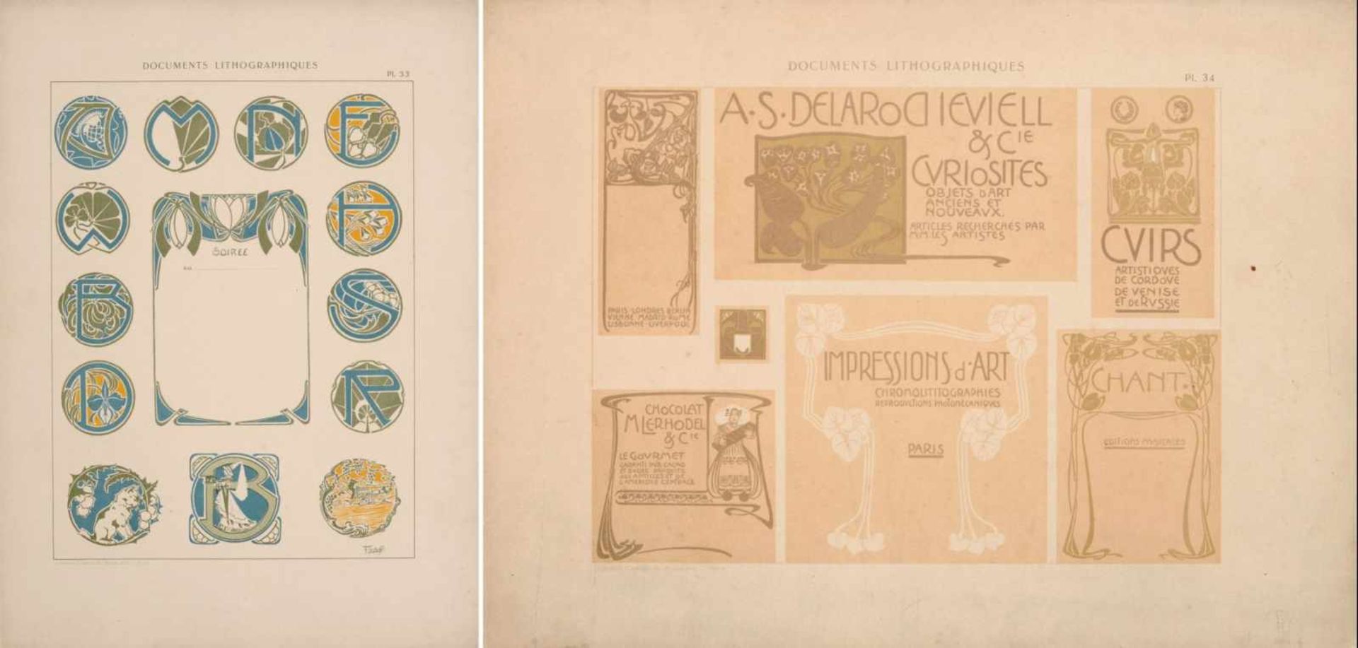 Alphonse Mucha und andere französische Künstler "Documents Lithographiques". Um 1900. Lithografien - Bild 21 aus 24