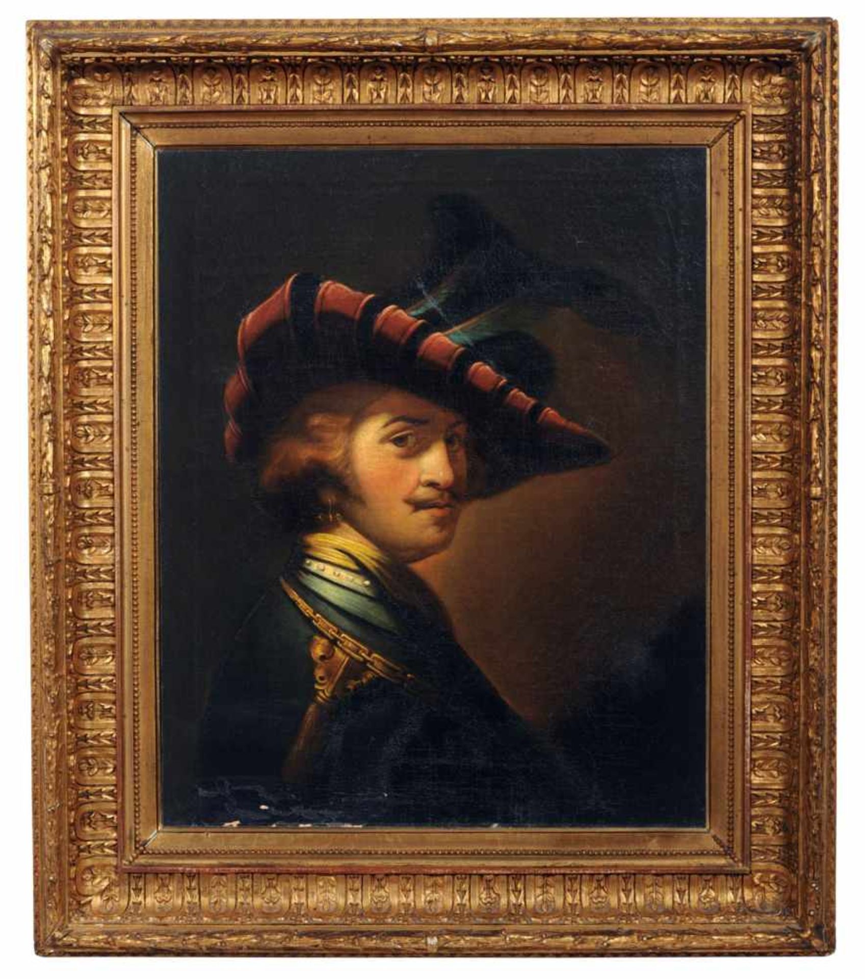 Deutscher Künstler, Herrenporträt in der Manier Rembrandt van Rijns "Selbstbildnis mit - Bild 4 aus 4