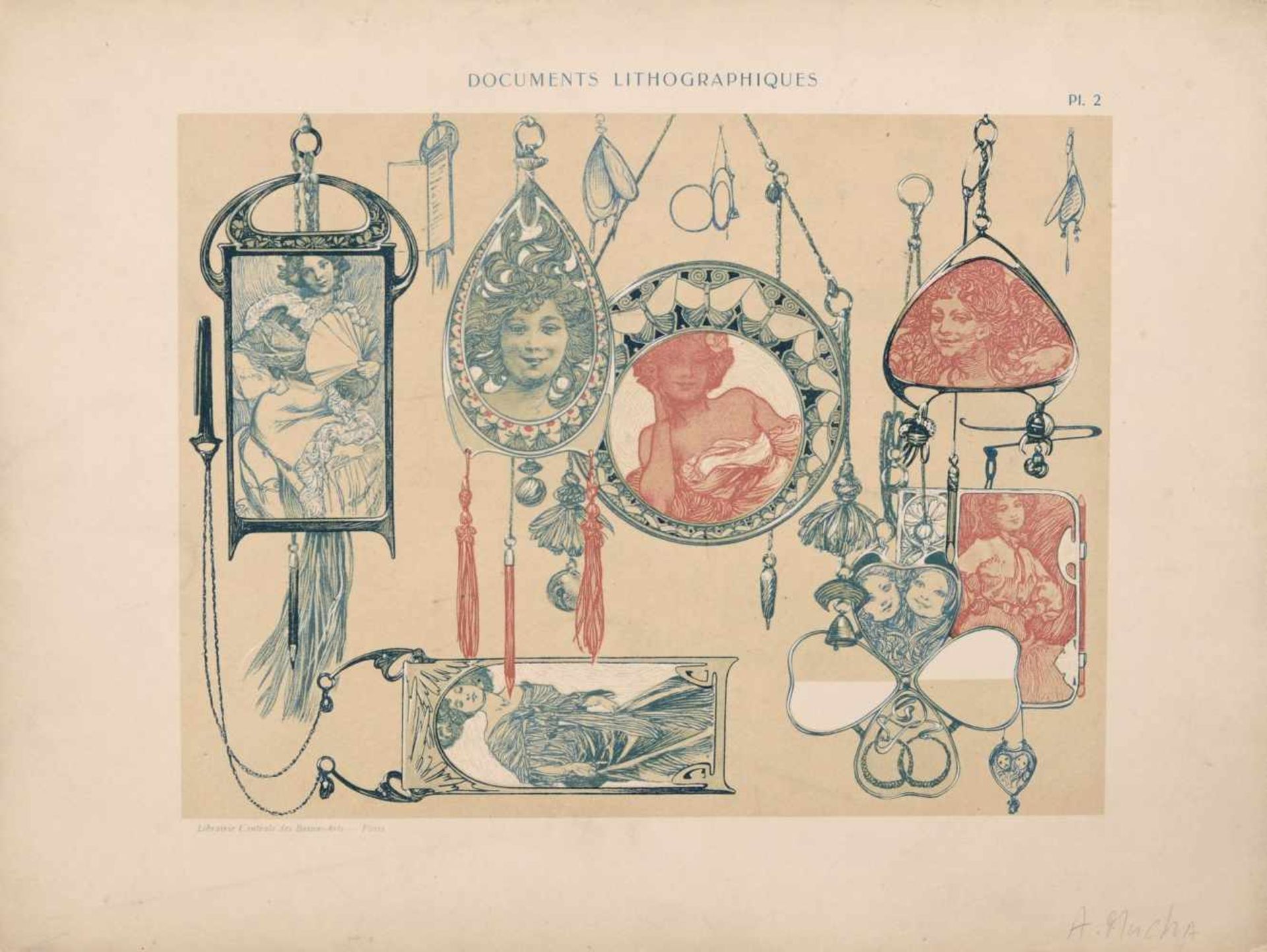 Alphonse Mucha und andere französische Künstler "Documents Lithographiques". Um 1900. Lithografien - Bild 3 aus 24