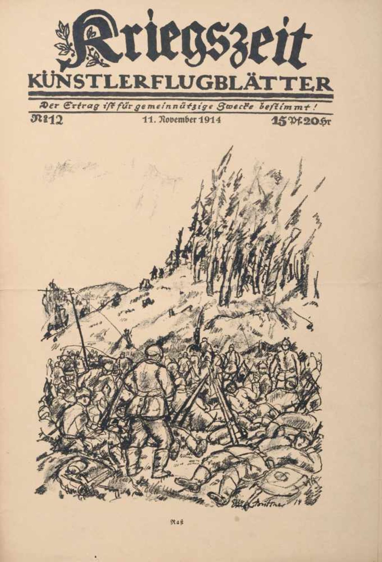 Verschiedene Künstler, Paul Cassirer (Hrsg.) "Kriegszeit" Heft No. 12, 11. November. 1914.