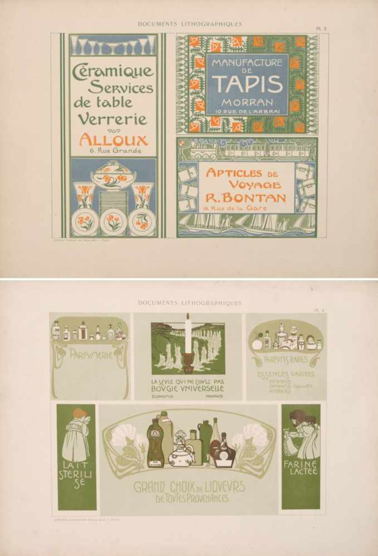 Alphonse Mucha und andere französische Künstler "Documents Lithographiques". Um 1900. Lithografien - Bild 4 aus 24