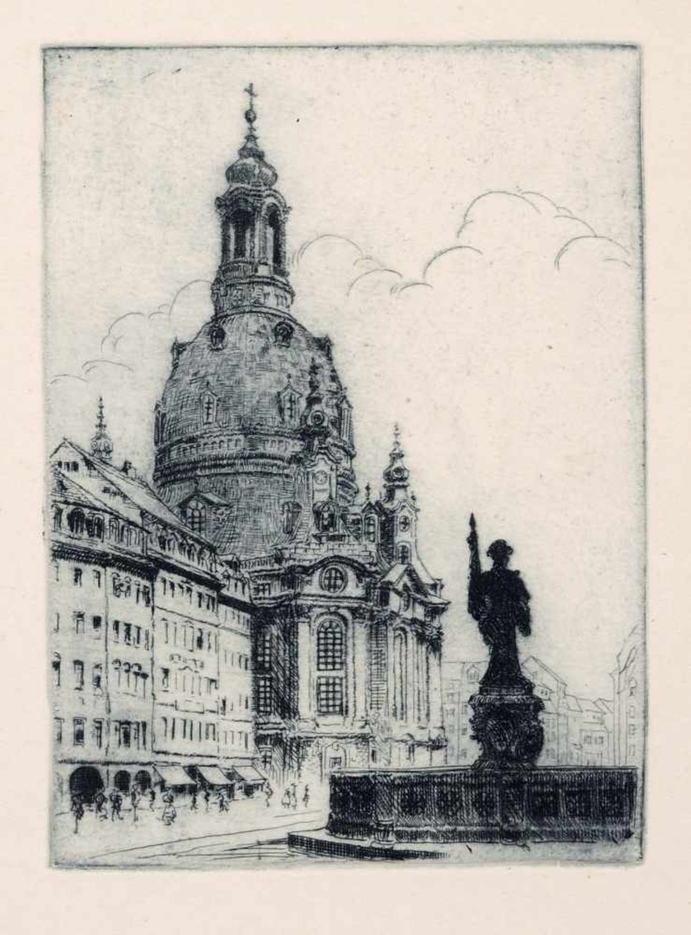 Hans Kirst, Drei Ansichten von Dresden (Türkenbrunnen und Frauenkirche, Altstadtpanorama, Altmarkt). - Bild 2 aus 3
