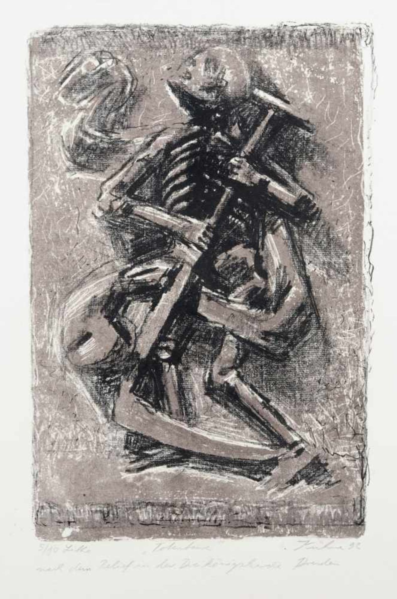 Wolfgang Kühne "Totentanz". 1992. Farblithografie auf "Hahnemühle"-Bütten. In Blei unterhalb der