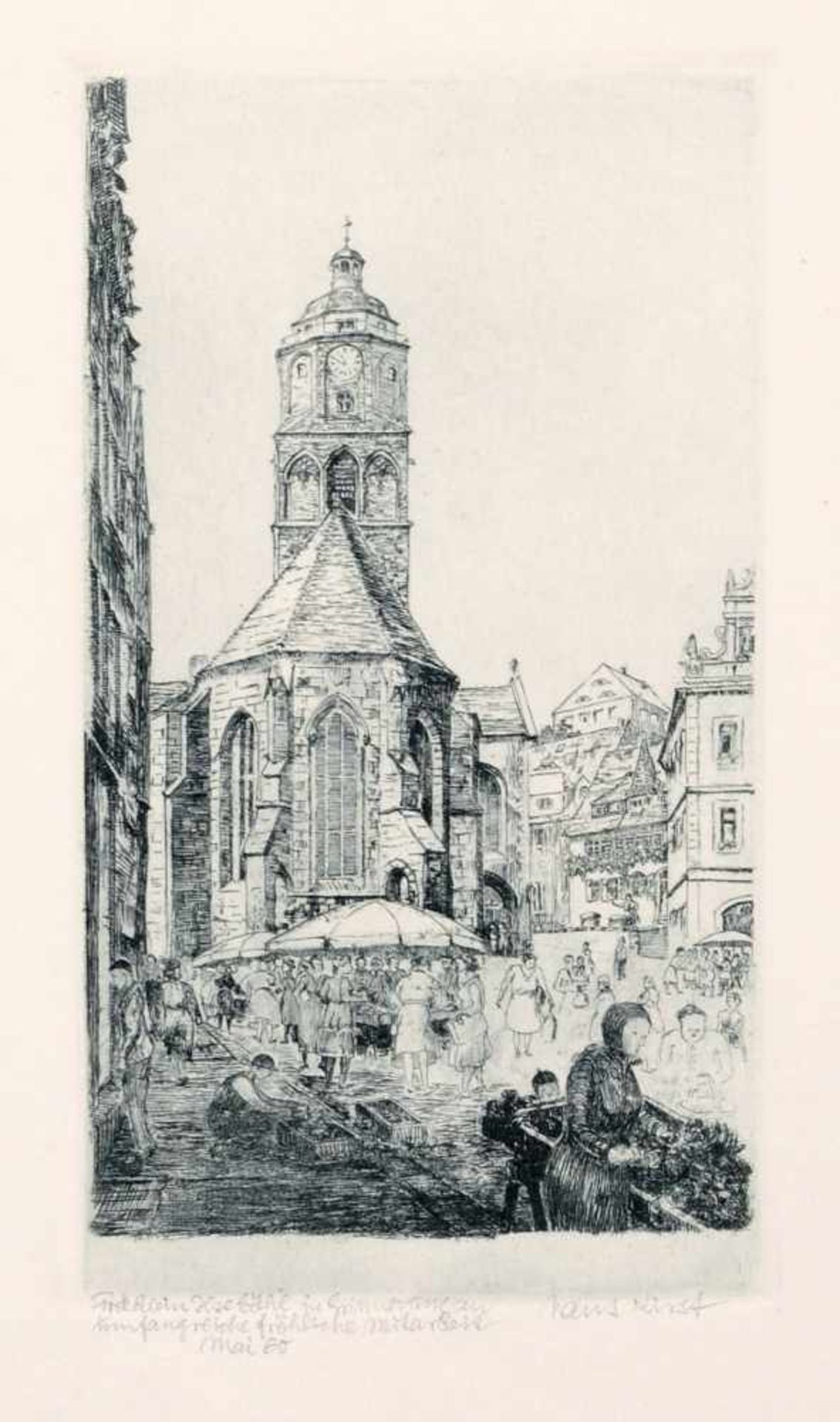 Hans Kirst, Sieben Ansichten von Meißen (Dom, Leinenwebergasse, Rote Stufen, Frauenkirche). Um 1956. - Bild 6 aus 7