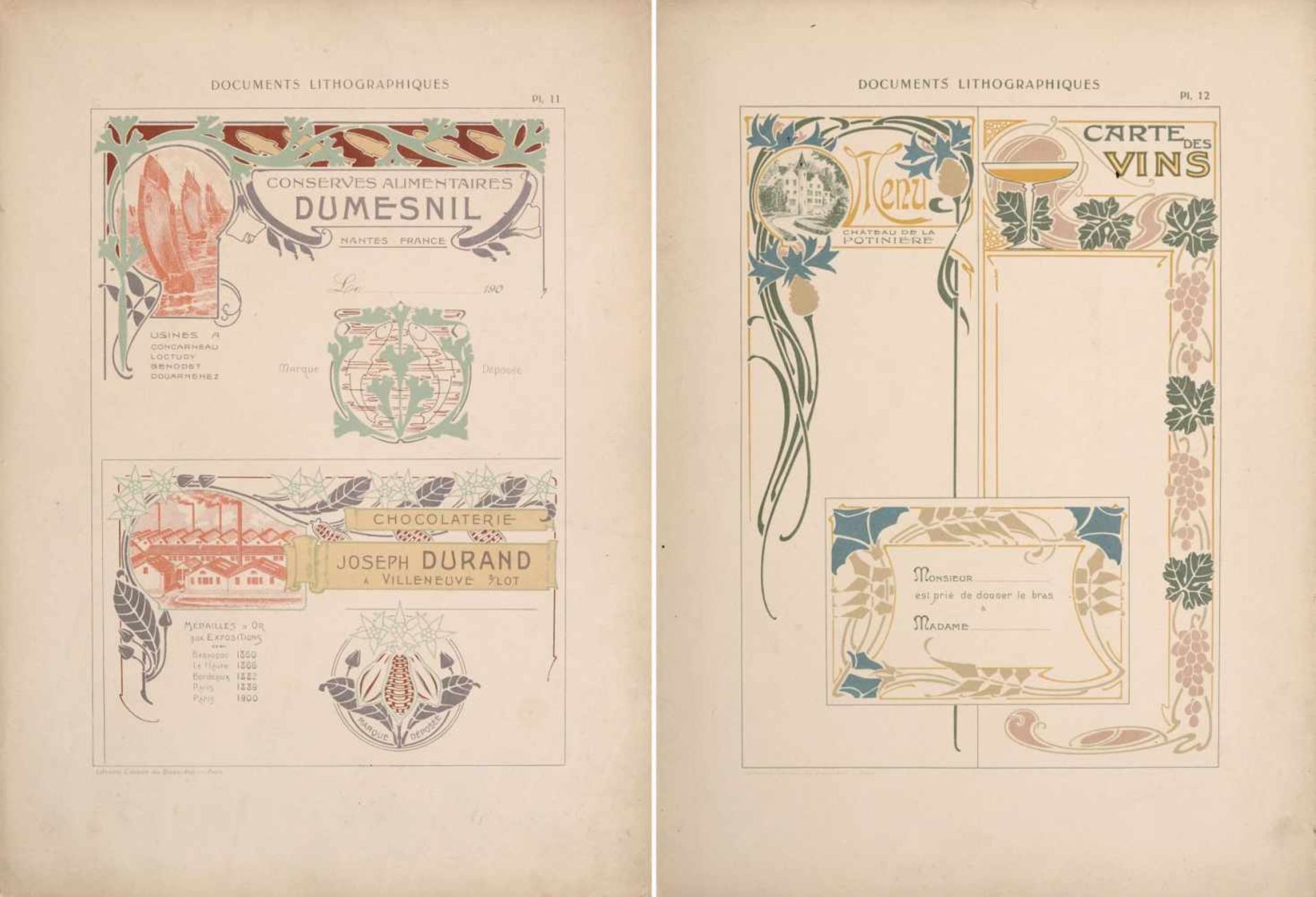 Alphonse Mucha und andere französische Künstler "Documents Lithographiques". Um 1900. Lithografien - Bild 8 aus 24