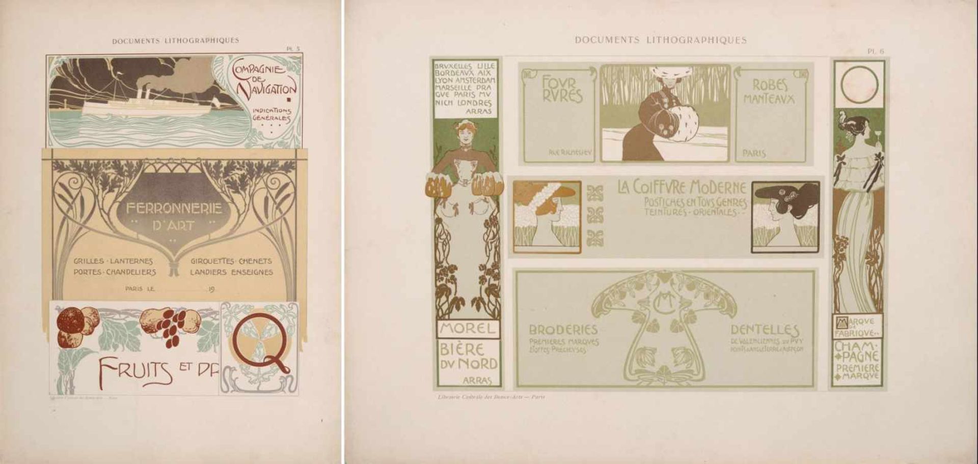 Alphonse Mucha und andere französische Künstler "Documents Lithographiques". Um 1900. Lithografien - Bild 5 aus 24