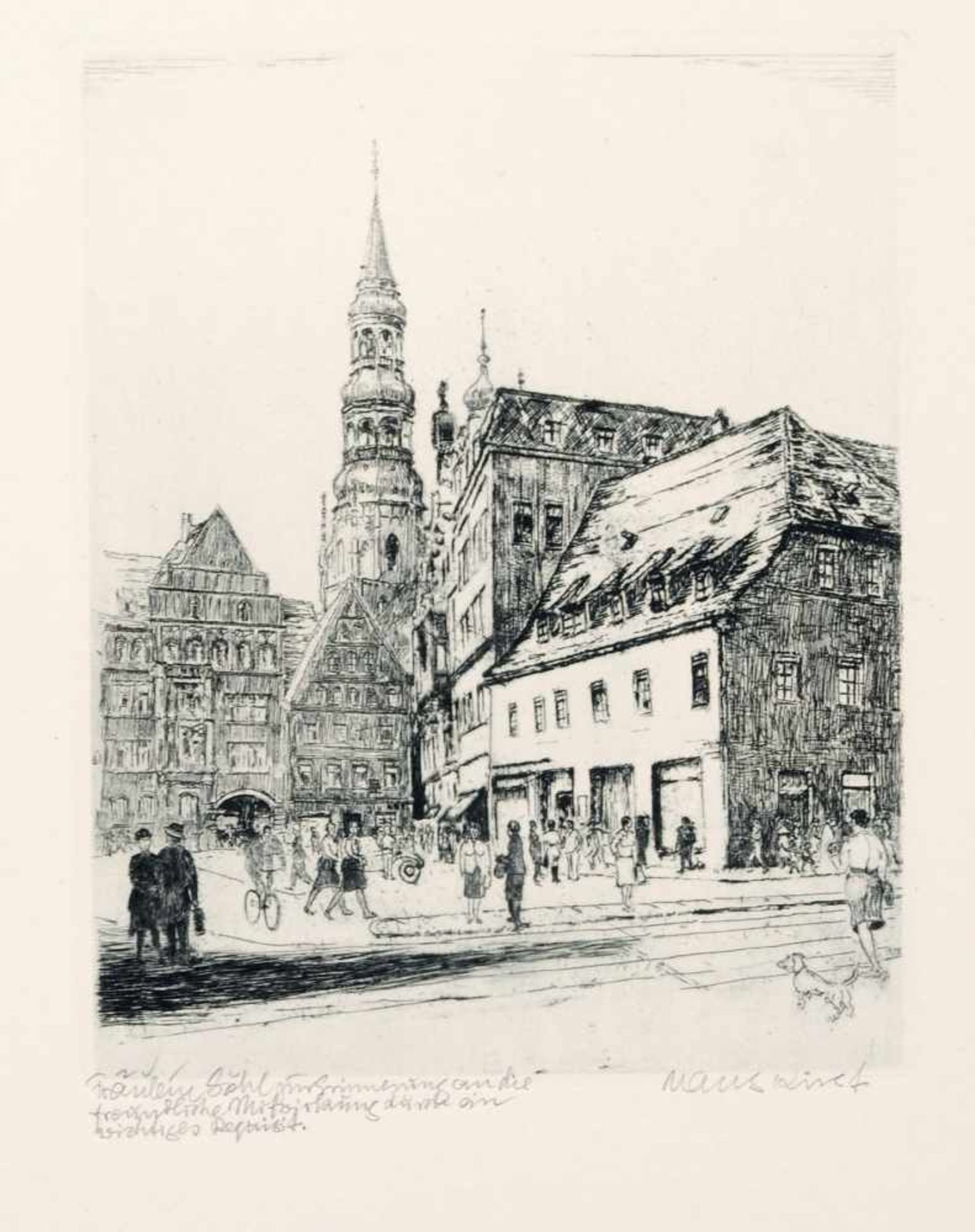 Hans Kirst, Drei Ansichten von Zwickau (Markt, Gewandhaus und St. Marien, Schiffhaus und St.