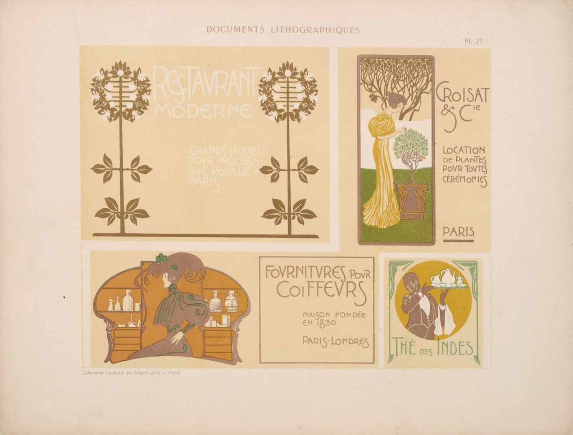 Alphonse Mucha und andere französische Künstler "Documents Lithographiques". Um 1900. Lithografien - Bild 17 aus 24