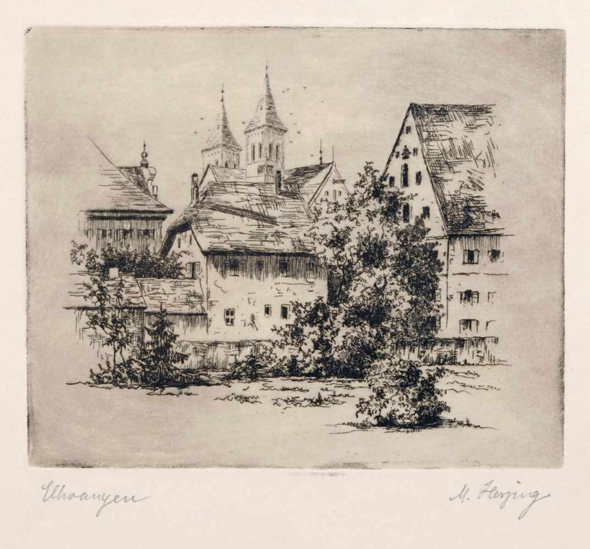 Minni (Hermine) Herzing "Ellwangen" / "Ellwangen" / "Rothenburg" / "Dinkelsbühl". 1. H. 20. Jh. - Bild 2 aus 4