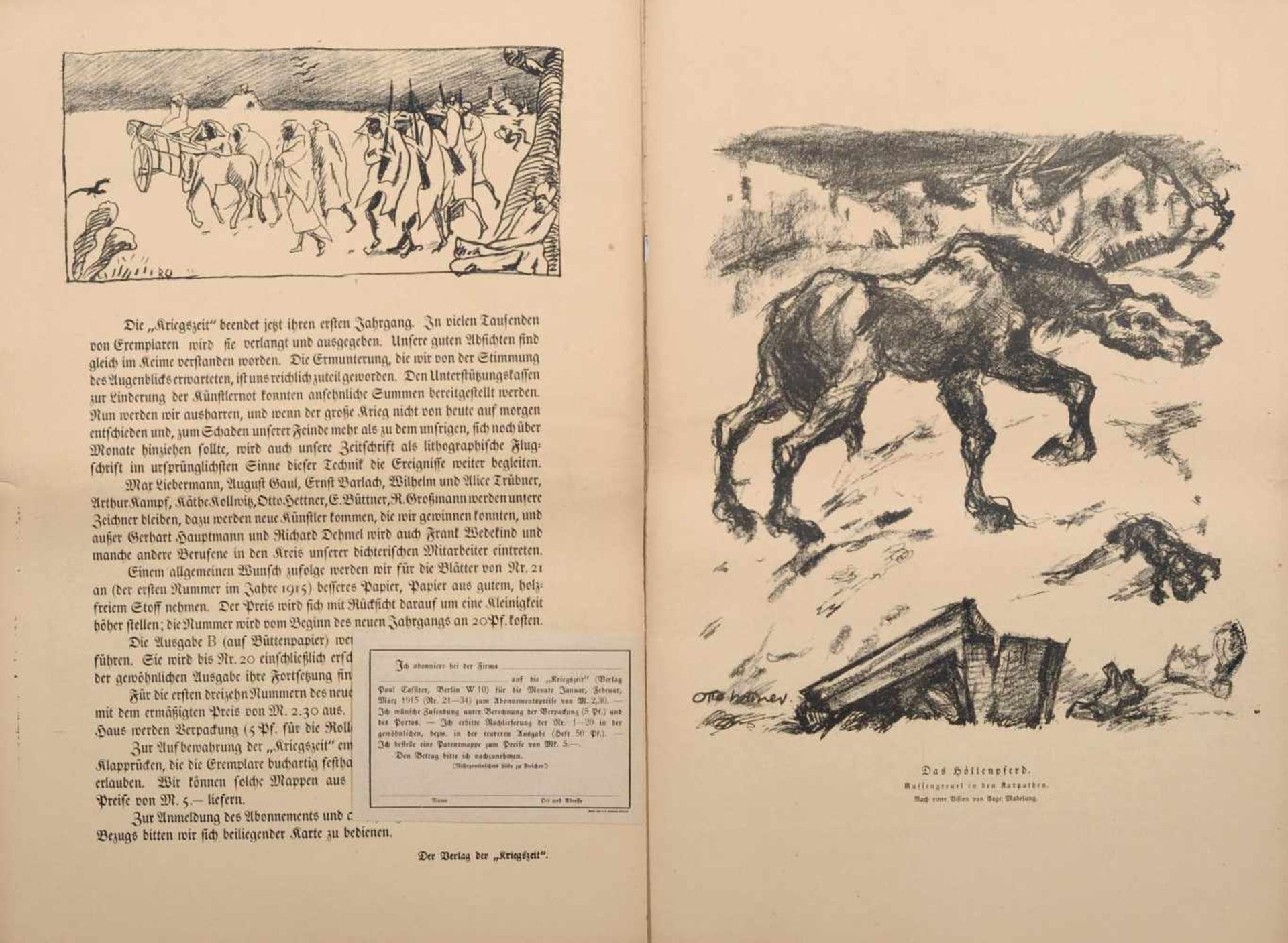 Verschiedene Künstler, Paul Cassirer (Hrsg.) "Kriegszeit" Heft No. 18/19 (mit Beiblatt), 24. - Bild 4 aus 5