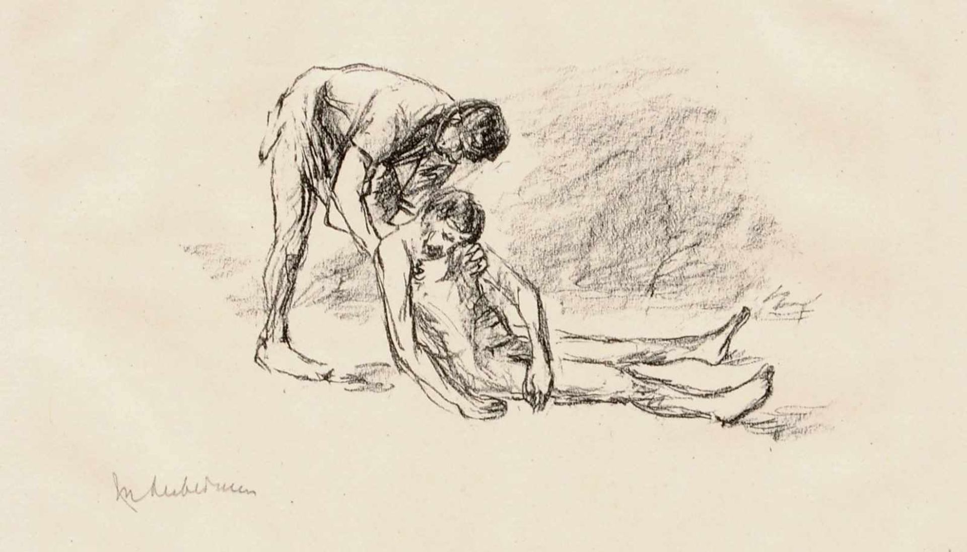 Max Liebermann "Der barmherzige Samariter". 1922. Lithografie auf feinem Bütten. In Blei unterhalb