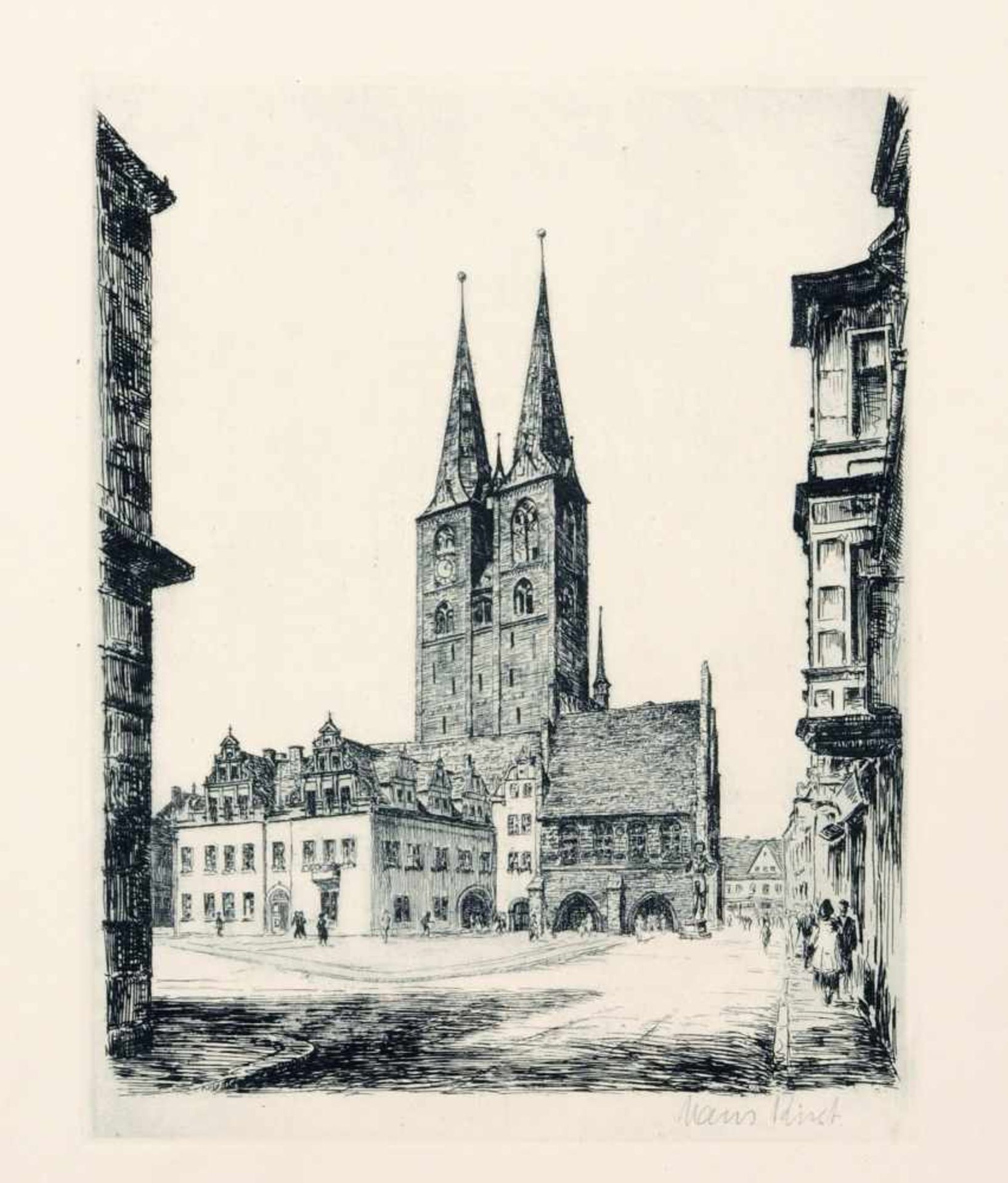 Hans Kirst, Drei Ansichten von Stendal (Markt mit St. Marien, Stadttor) und eine Ansicht von