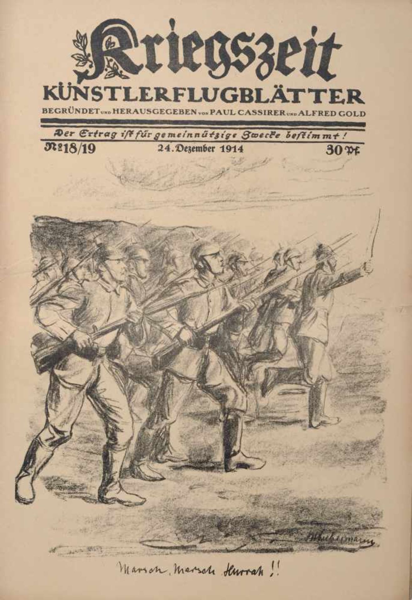 Verschiedene Künstler, Paul Cassirer (Hrsg.) "Kriegszeit" Heft No. 18/19 (mit Beiblatt), 24.