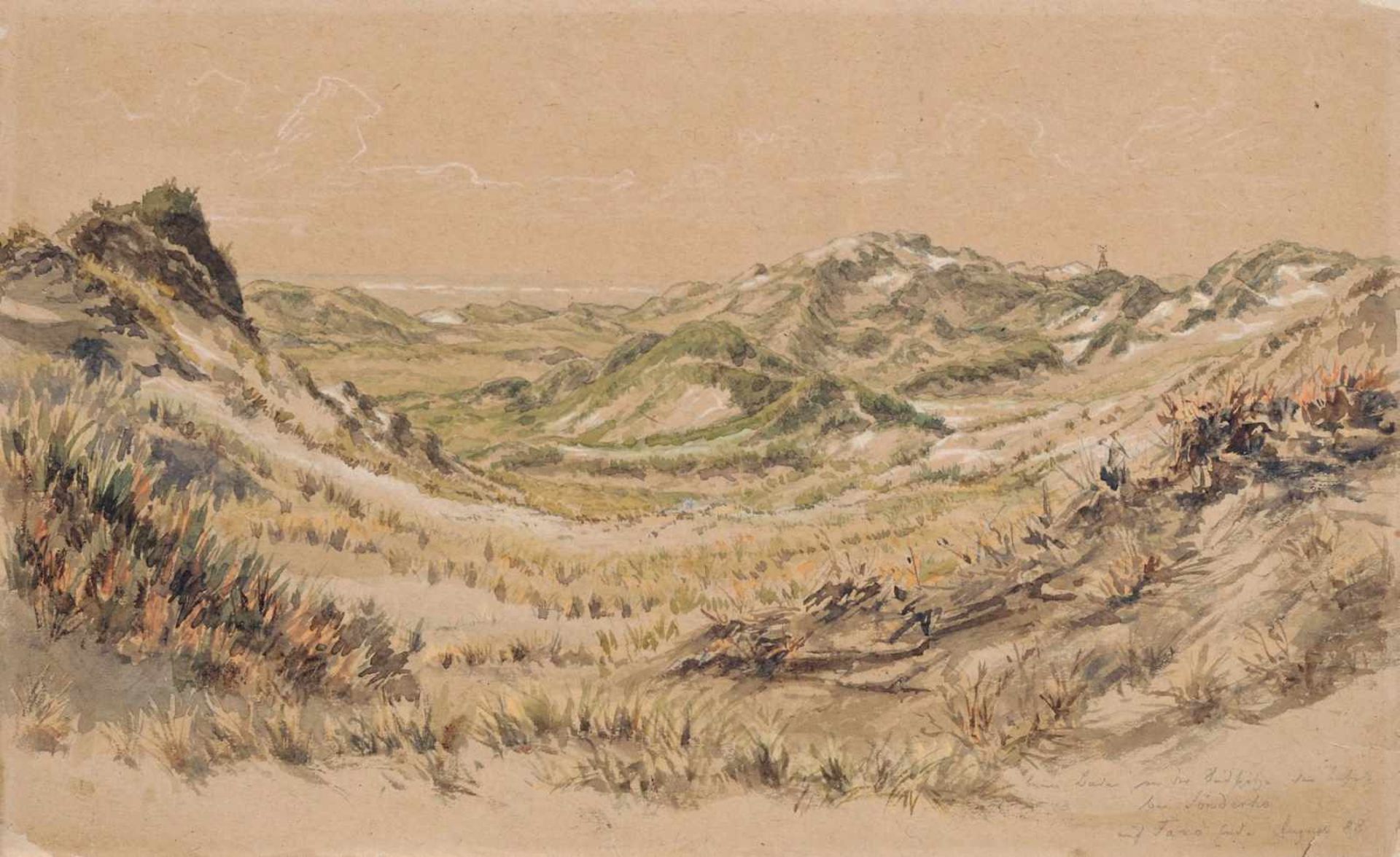 Oscar von Alvensleben, An der Südspitze der Insel Fanö (Fanø). 1888. Aquarell und weiße Kreide