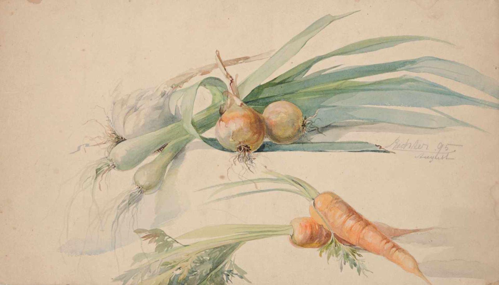 Oskar Schröder und andere Künstler, Zehn Obst- und Gemüsestilleben. 1892/1897. Gouachen auf festem - Bild 6 aus 10
