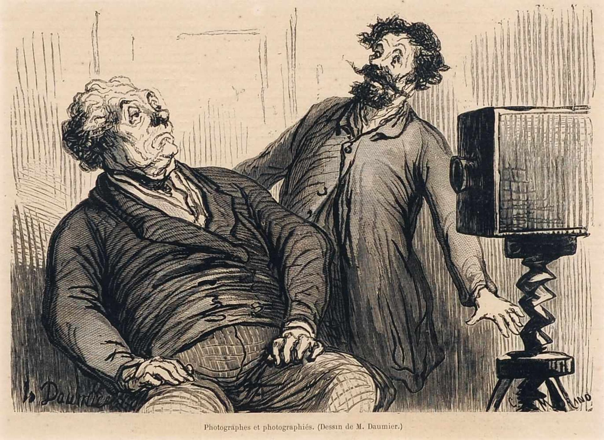 Honoré Daumier "Photographes et photographiés"/ "Un nouveau converti". 1862/1851. Lithografien. - Bild 2 aus 2