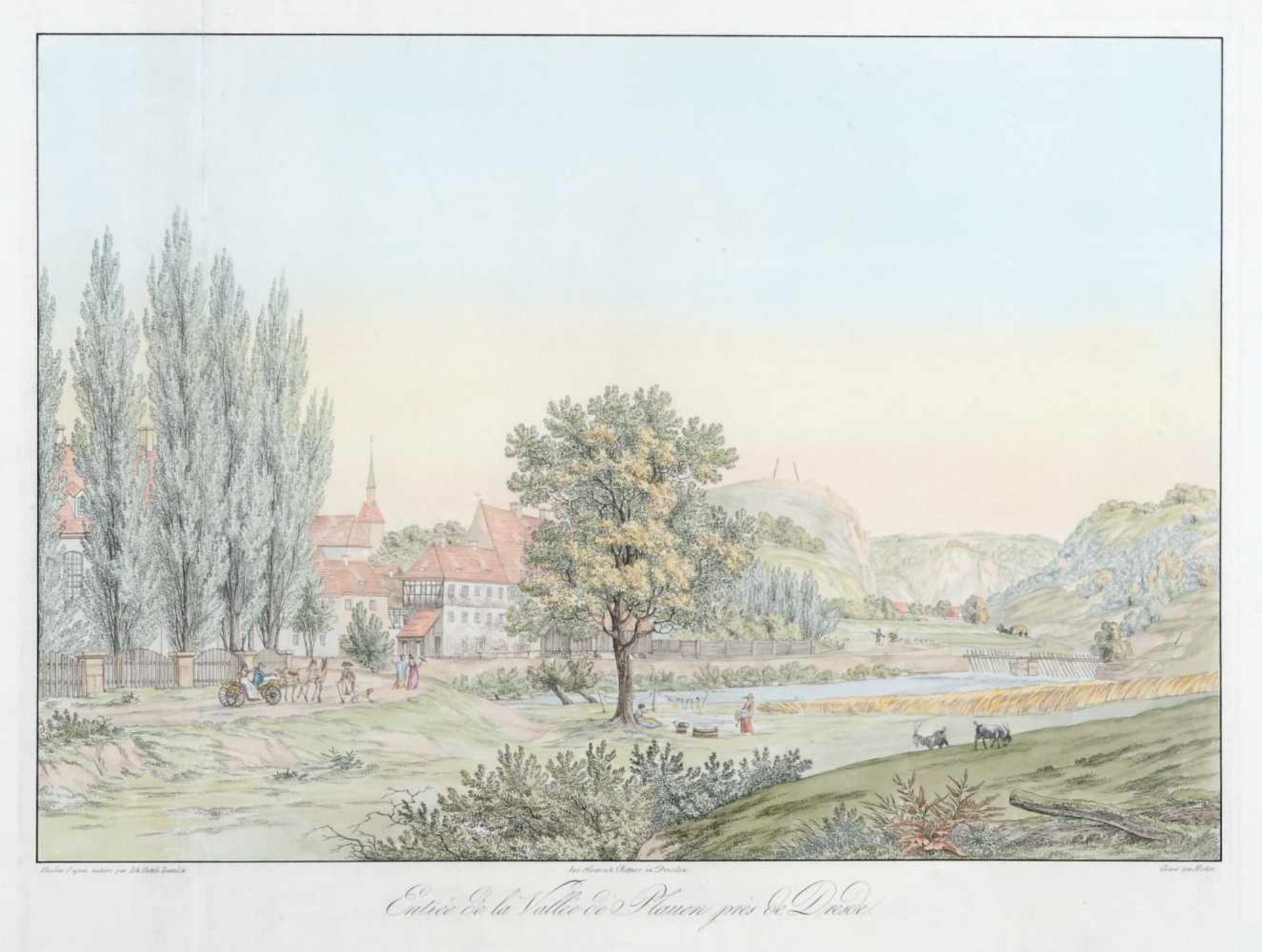 Christian Gottlob Hammer "Entrée de la Vallée de Plauen prés de Dresde". 1815. Kolorierte