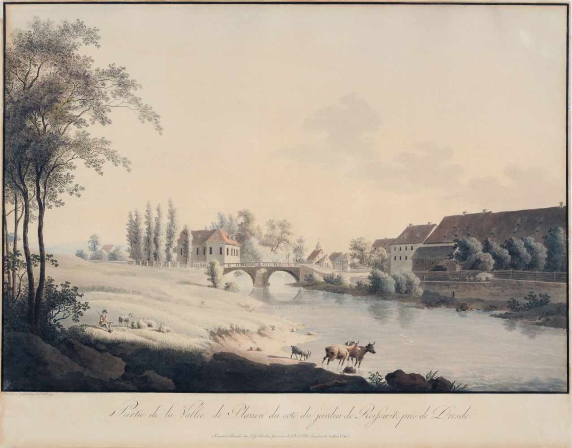 Johann Friedrich Wizani, Ansicht vom Plauenschen Grund mit dem Wasserpalais im Reisewitzer Garten
