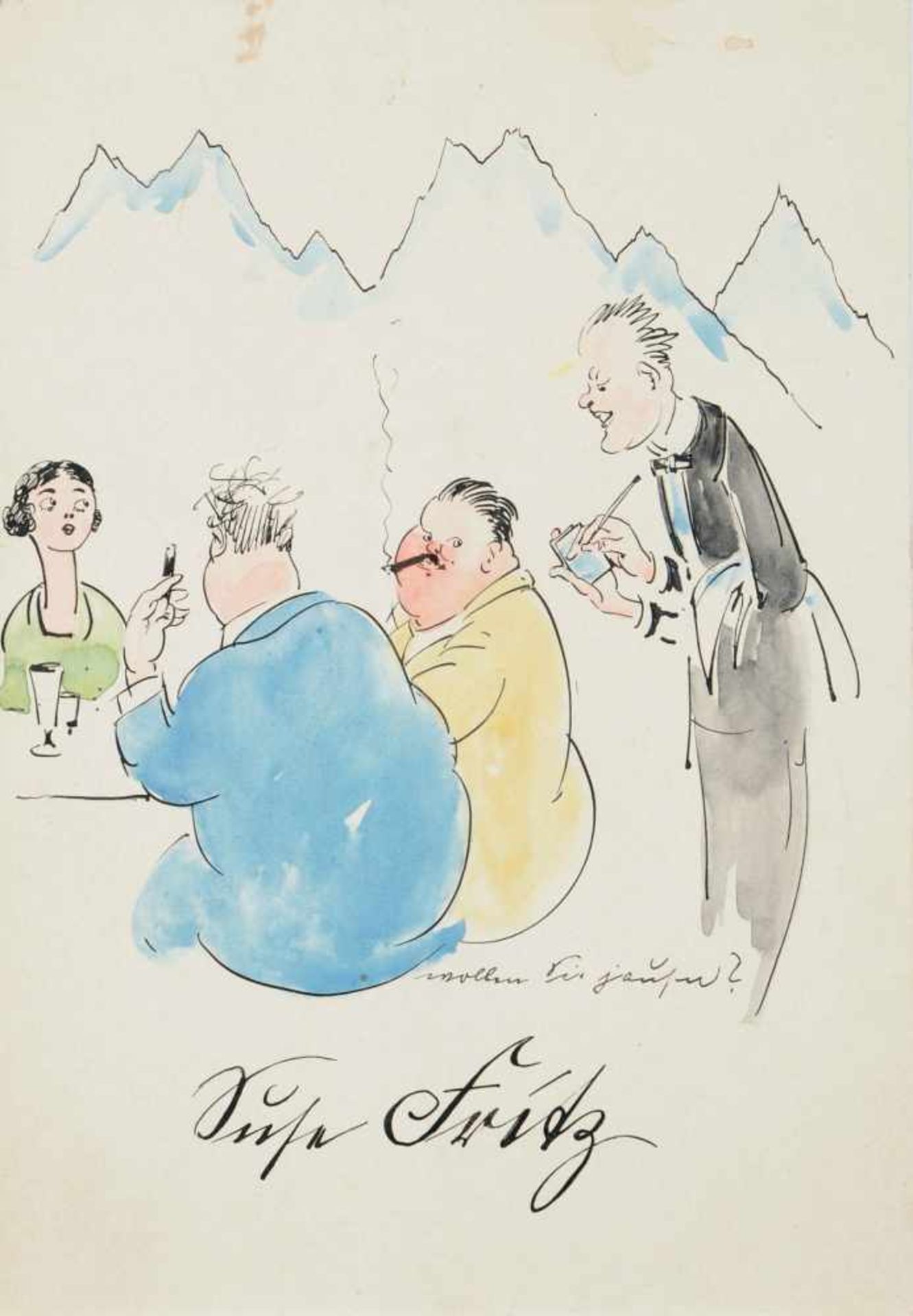 Georg Erler, Sieben Karikaturen zur Künstlervereinigung ALC (Artis Liberalis Collegia). 1941 / - Bild 6 aus 7