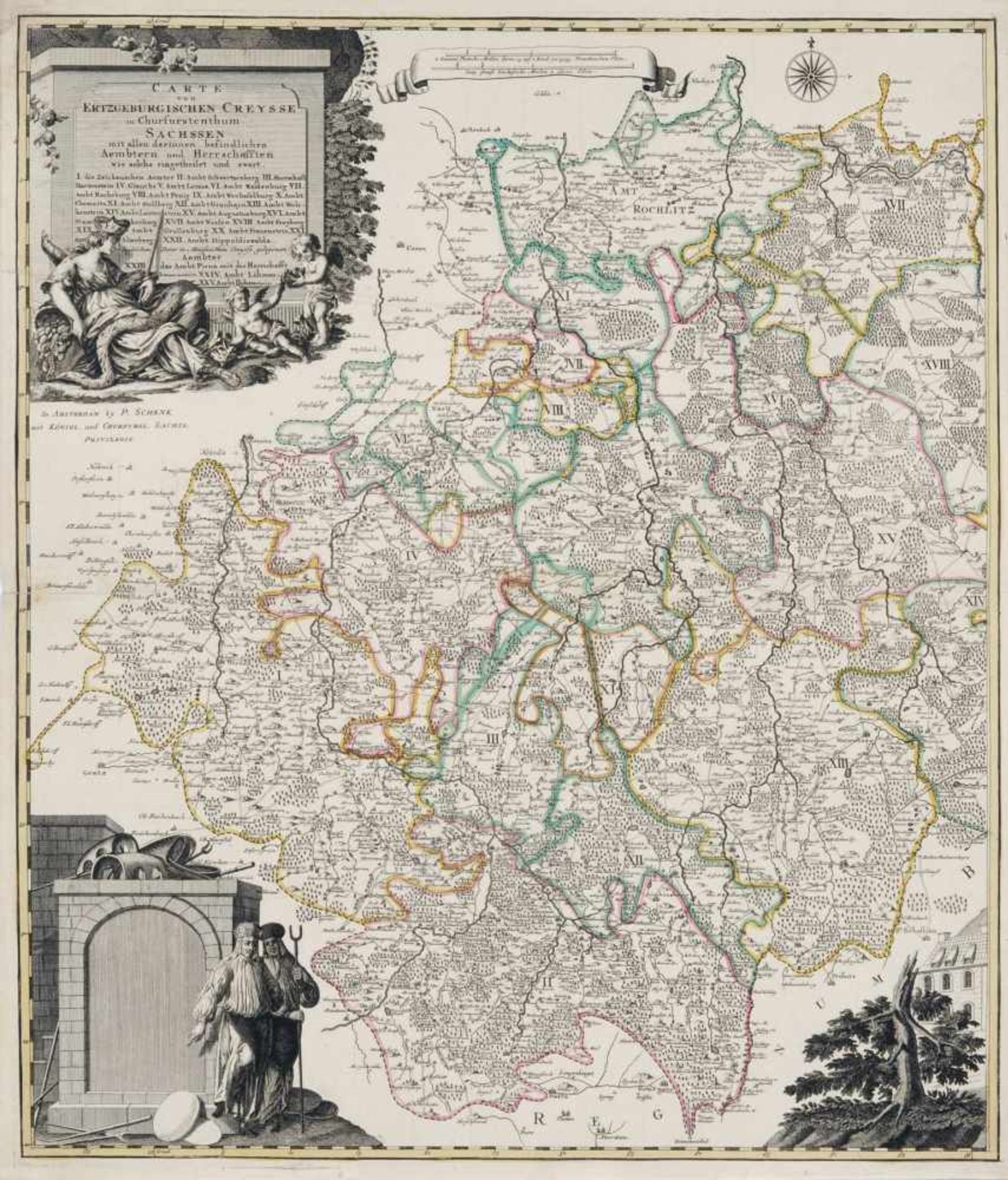 Pieter (Petrus junior) Schenk "Carte von Ertzgebürgischen Creysse in Churfürstenthum Sachsen". Um