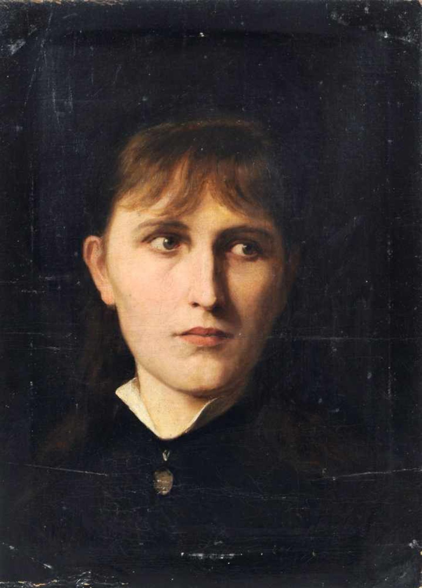 Friedrich Leon Pohle (zugeschr.), Bildnis einer jungen Frau. Spätes 19./ Frühes 20. Jh. Öl auf