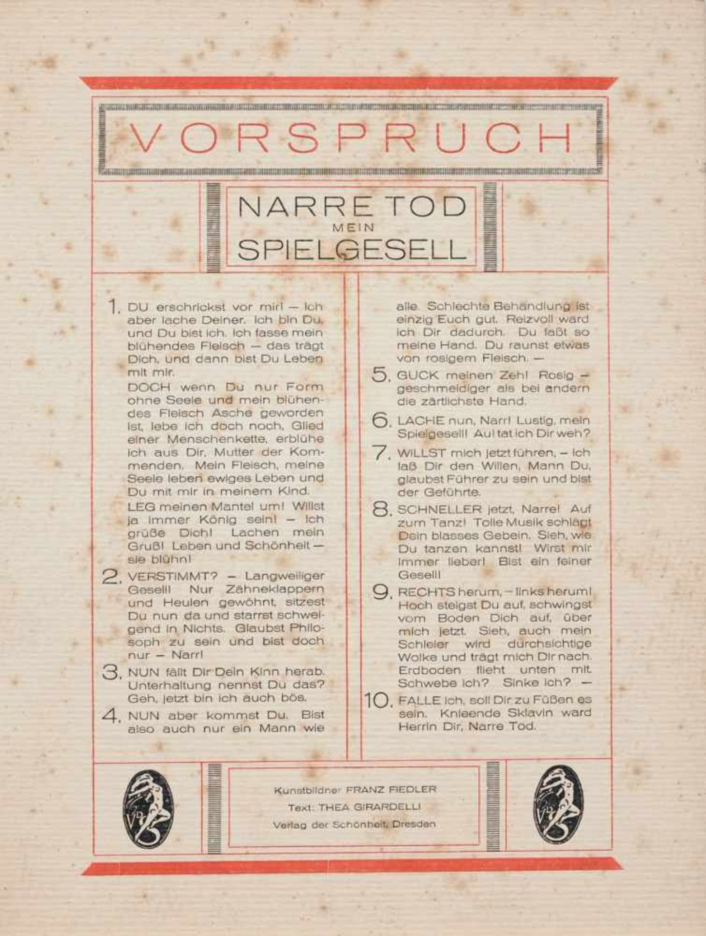 Franz Fiedler "Narre Tod, mein Spielgesell". 1921. Mappe mit neun Bromsilbergelatineabzügen und - Bild 2 aus 11