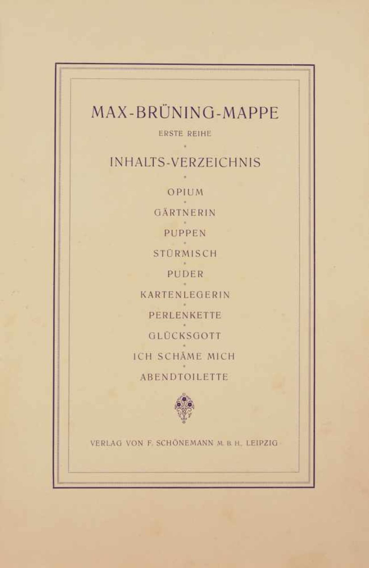 Max Brüning "Max-Brüning-Mappe" (Erste Reihe). Um 1922-1925. Mappe mit zehn farbigen - Bild 2 aus 13