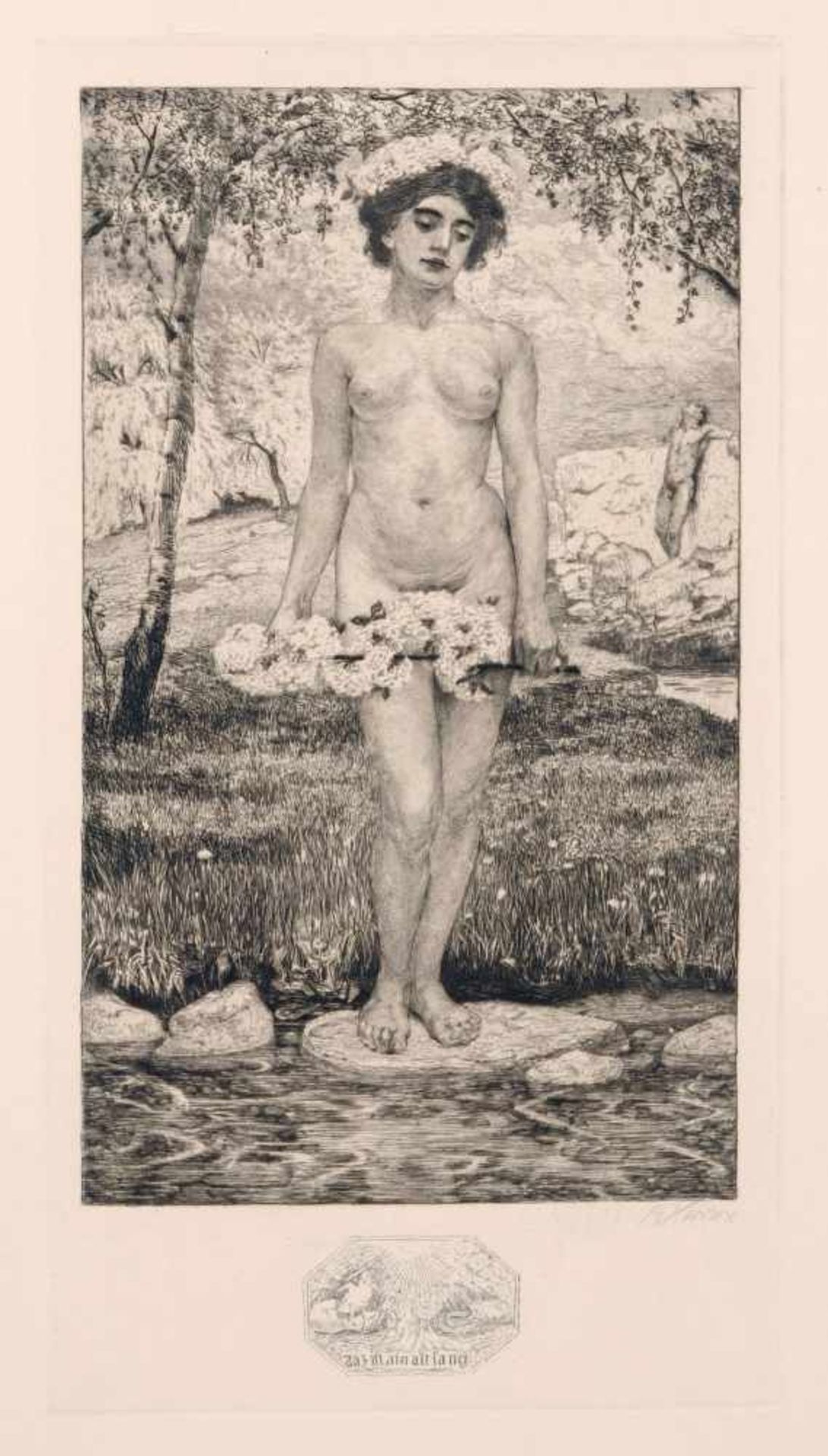 Bruno Héroux "Frühling". Wohl 1909. Radierung auf Kupferdruckpapier. In der Platte u.Mi. in einer