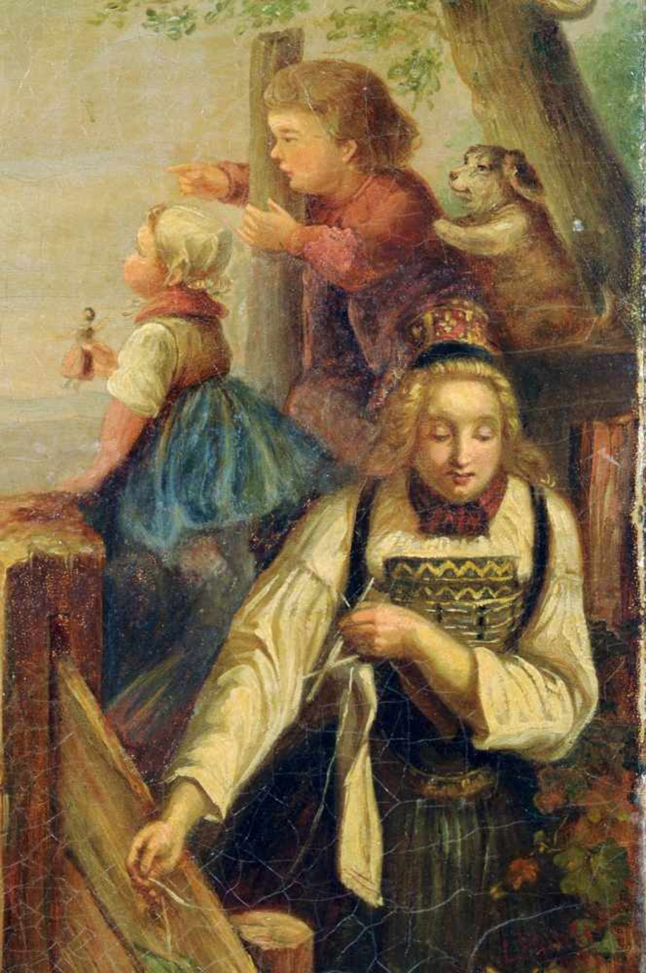 Adrian Ludwig Richter "Guck in die weite weite Welt". 1859. Öl auf Leinwand. In Rot signiert "L. - Image 3 of 5