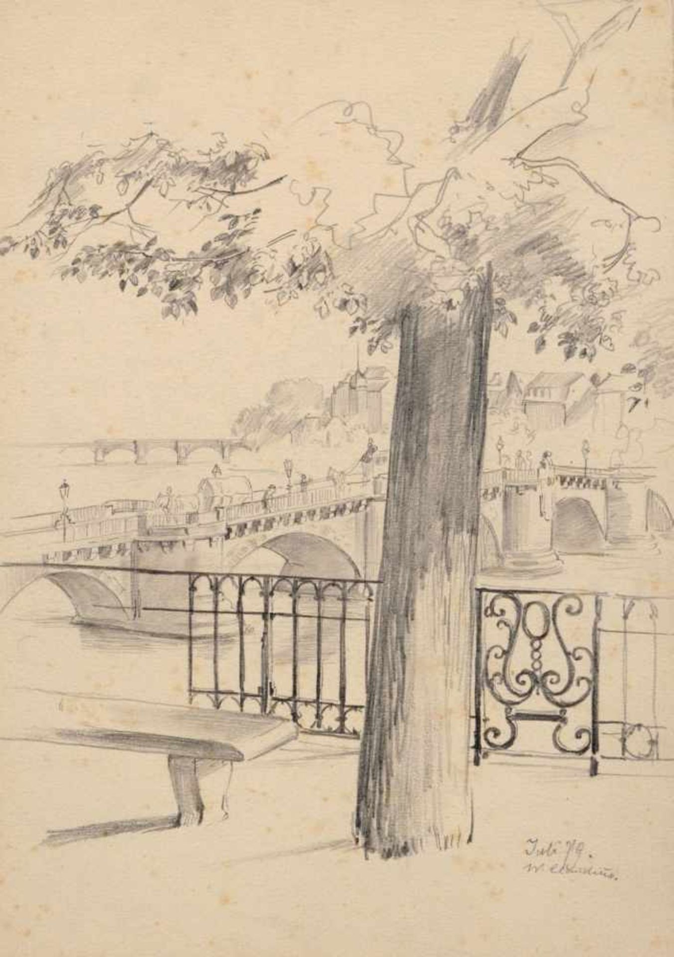 Wilhelm Claudius "Blick von der Brühlschen Terrasse"/ "Bühlau" / 16 Kostüm- und Figurenstudien.