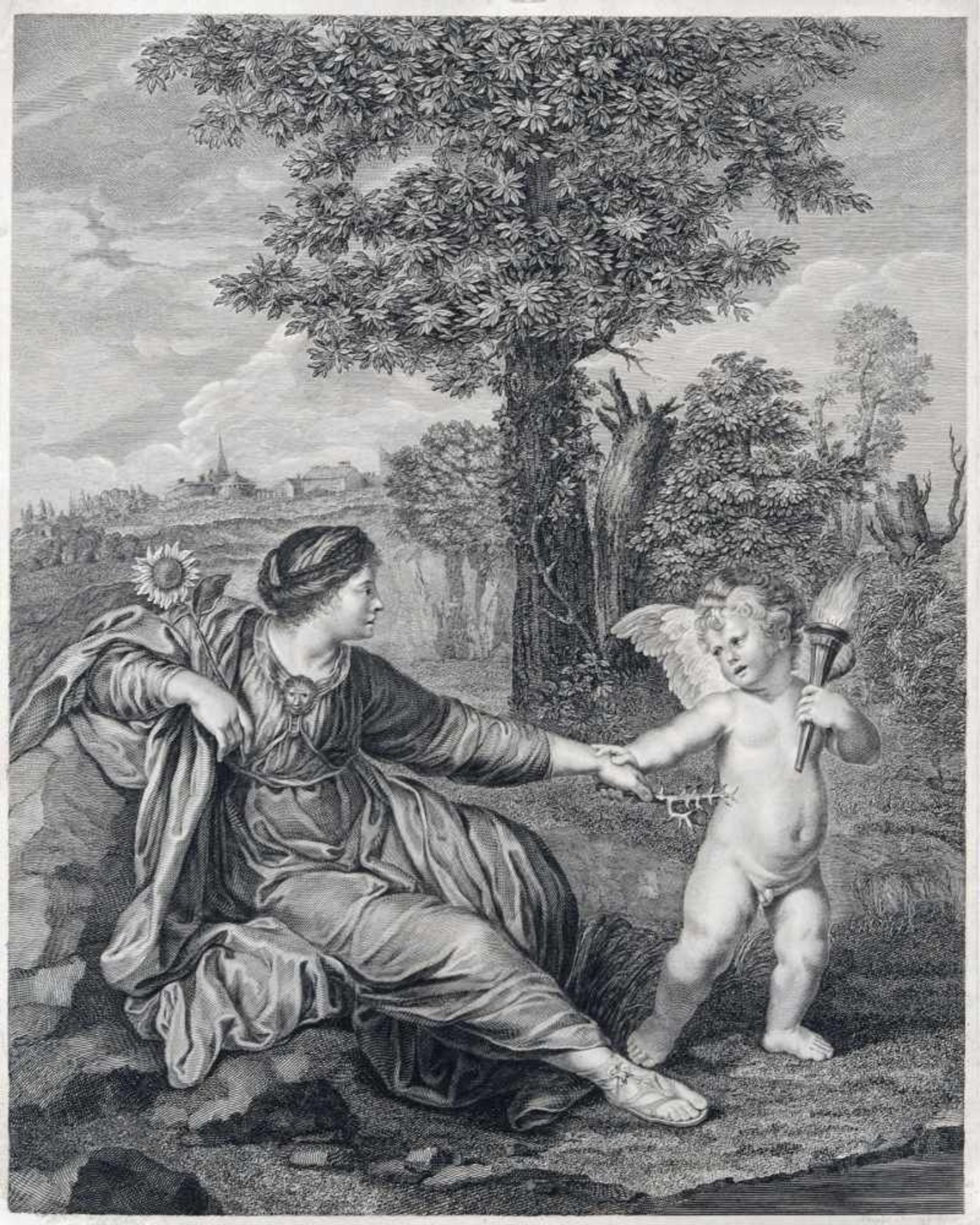 Jean Jacques Avril "Klytia und Amor". Um 1780. Kupferstich und Radierung auf Bütten. Nach einem