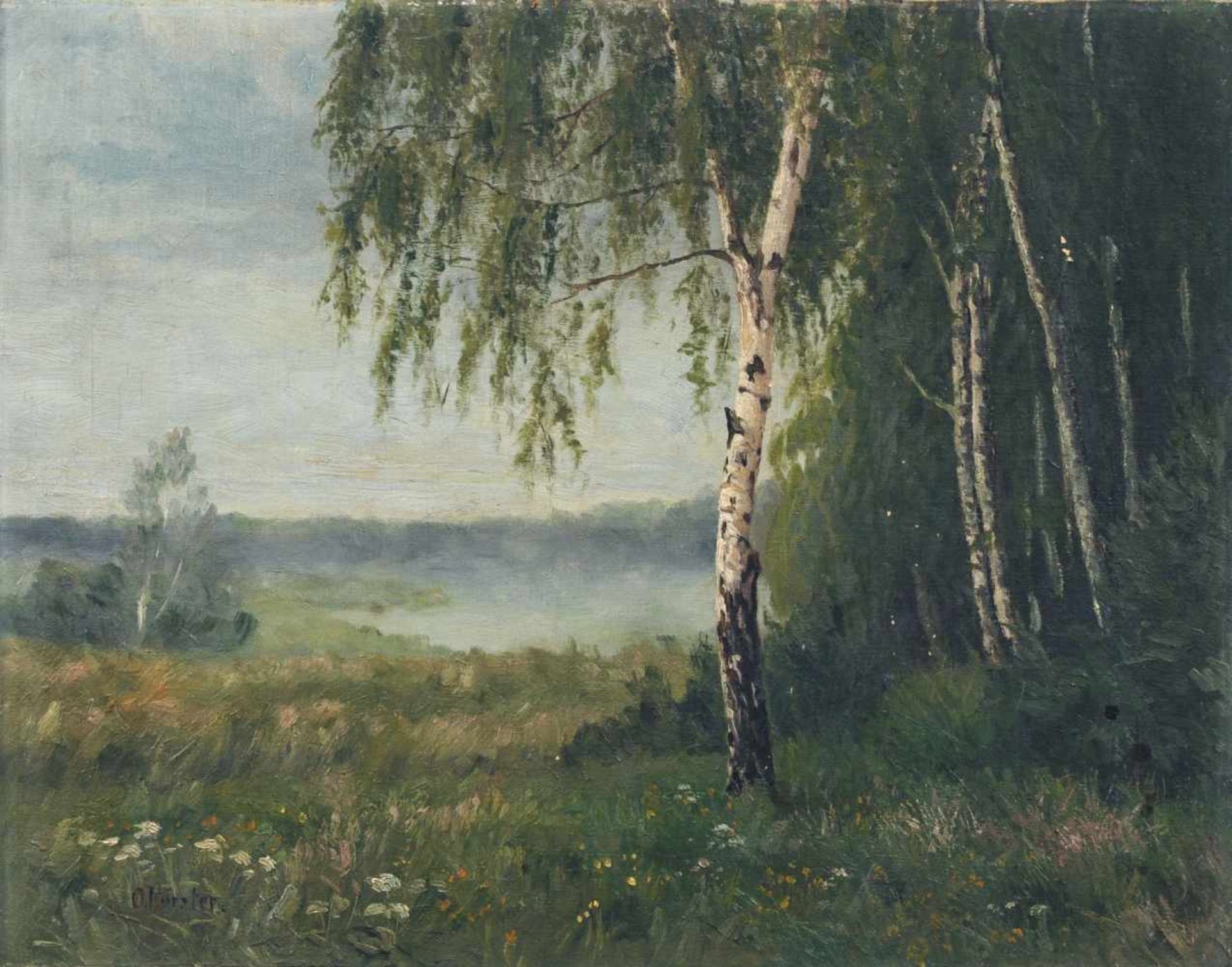 Otto Förster, Morgenstimmung am See. Anfang 20. Jh. Öl auf Leinwand. Signiert "O. Förster" u.li.