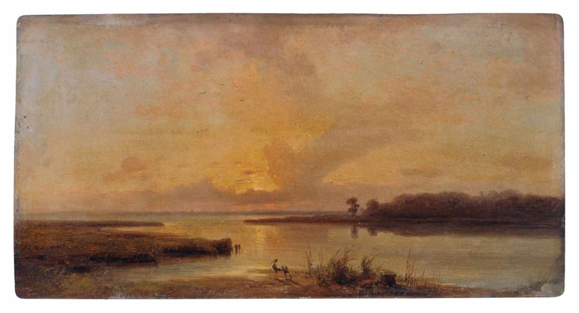 Karl Robert Kummer, Abendstimmung an der Küste von Schottland. 1855. Öl auf Metall. Verso