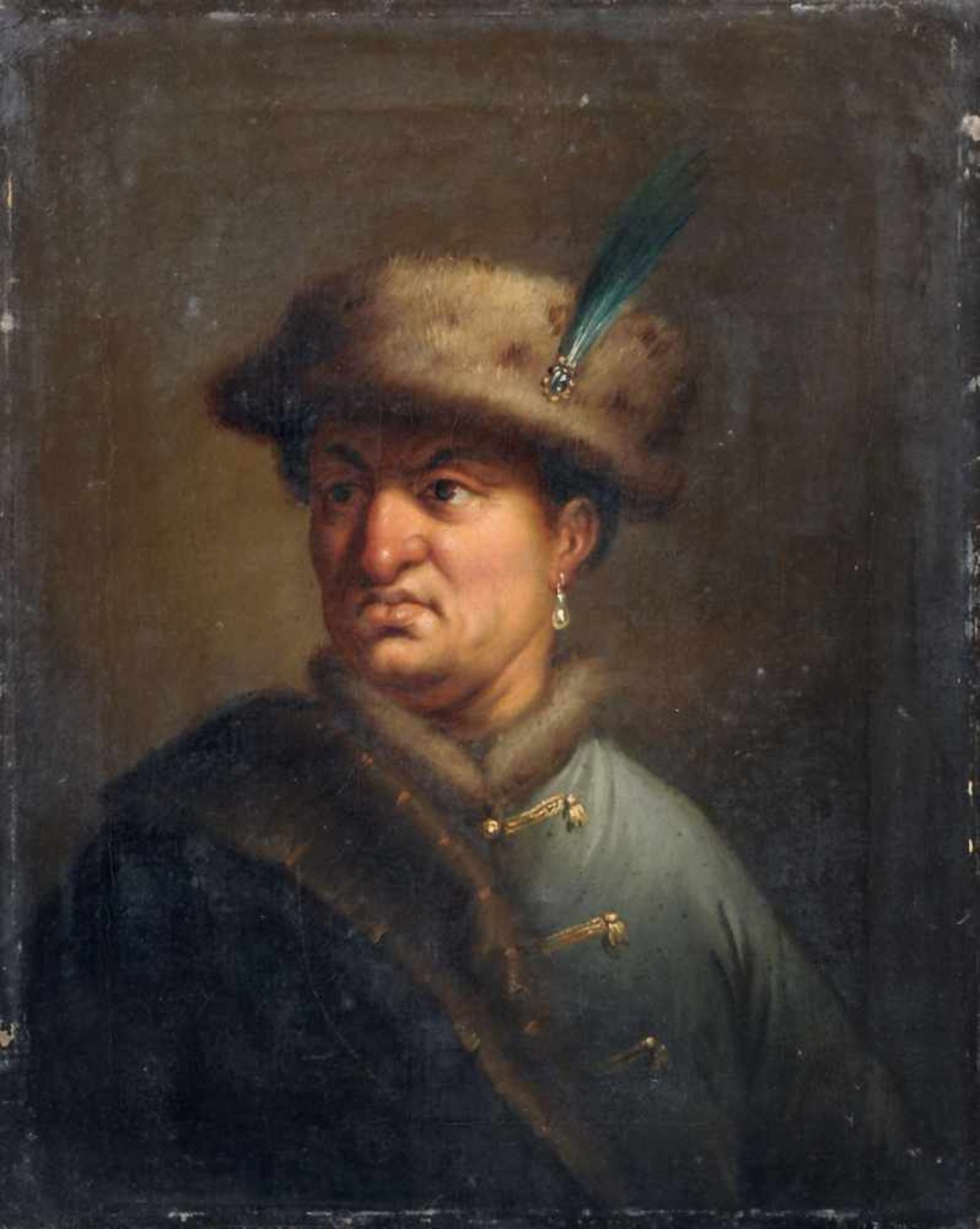 Christian Wilhelm Ernst Dietrich (in der Art von), Porträt eines Edelmannes mit Pelzmütze und