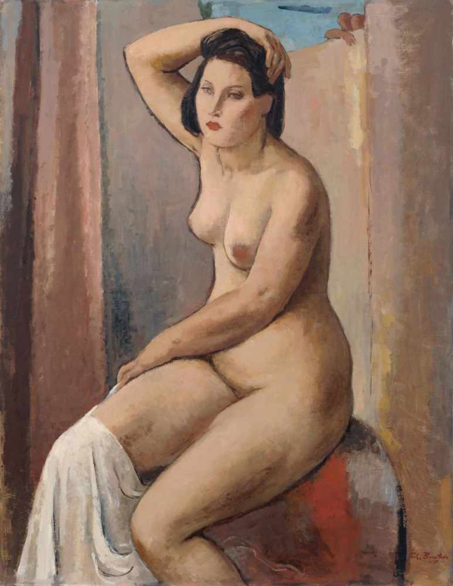 Johannes Beutner "Susanna im Bade". 1947. Öl auf Leinwand. Signiert "Joh. Beutner" und datiert u.re.