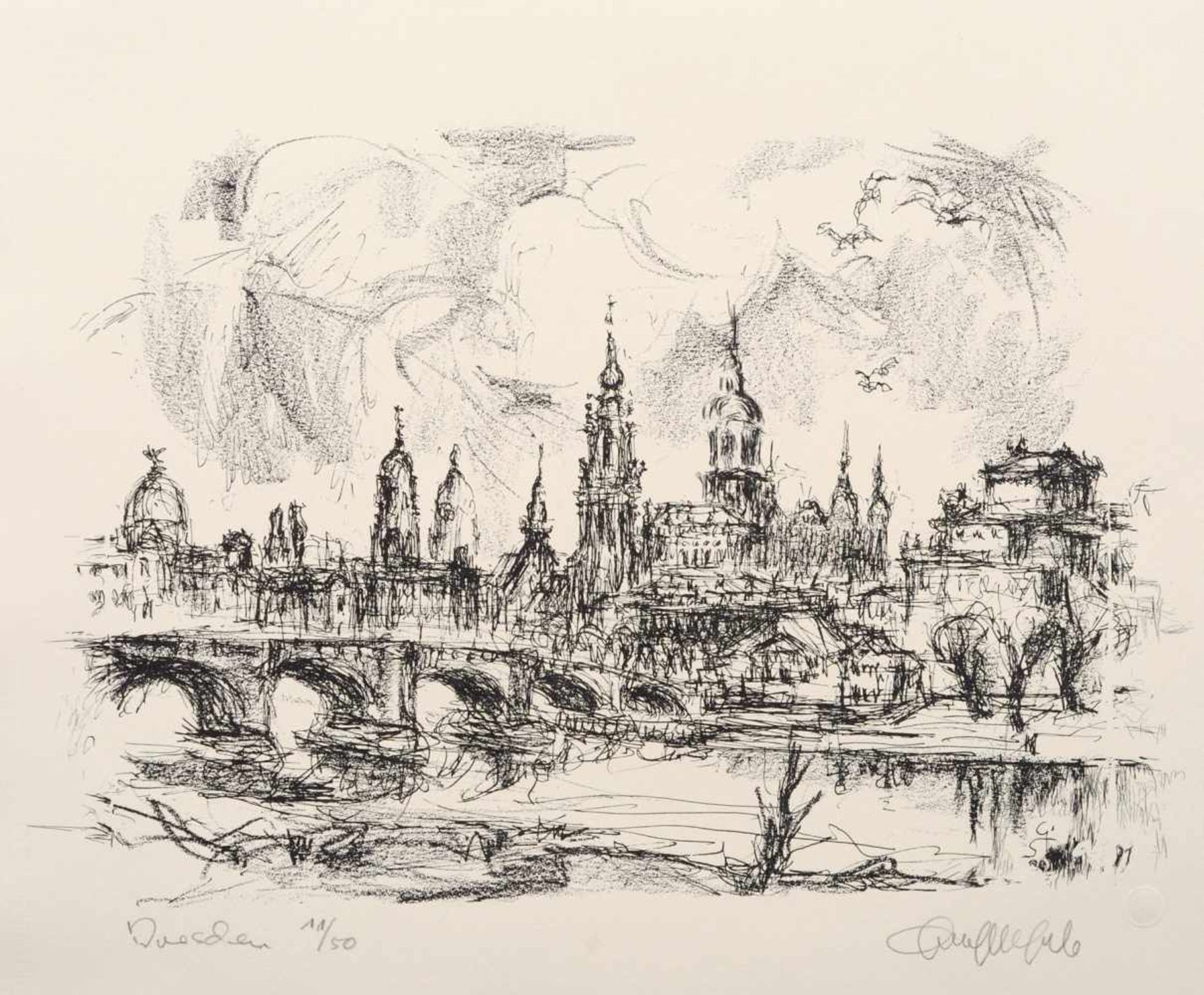Gerhard Stengel "Dresden" / "Dresden-Altstadt". 1991 /1995. Lithografien auf kräftigem " - Bild 3 aus 3