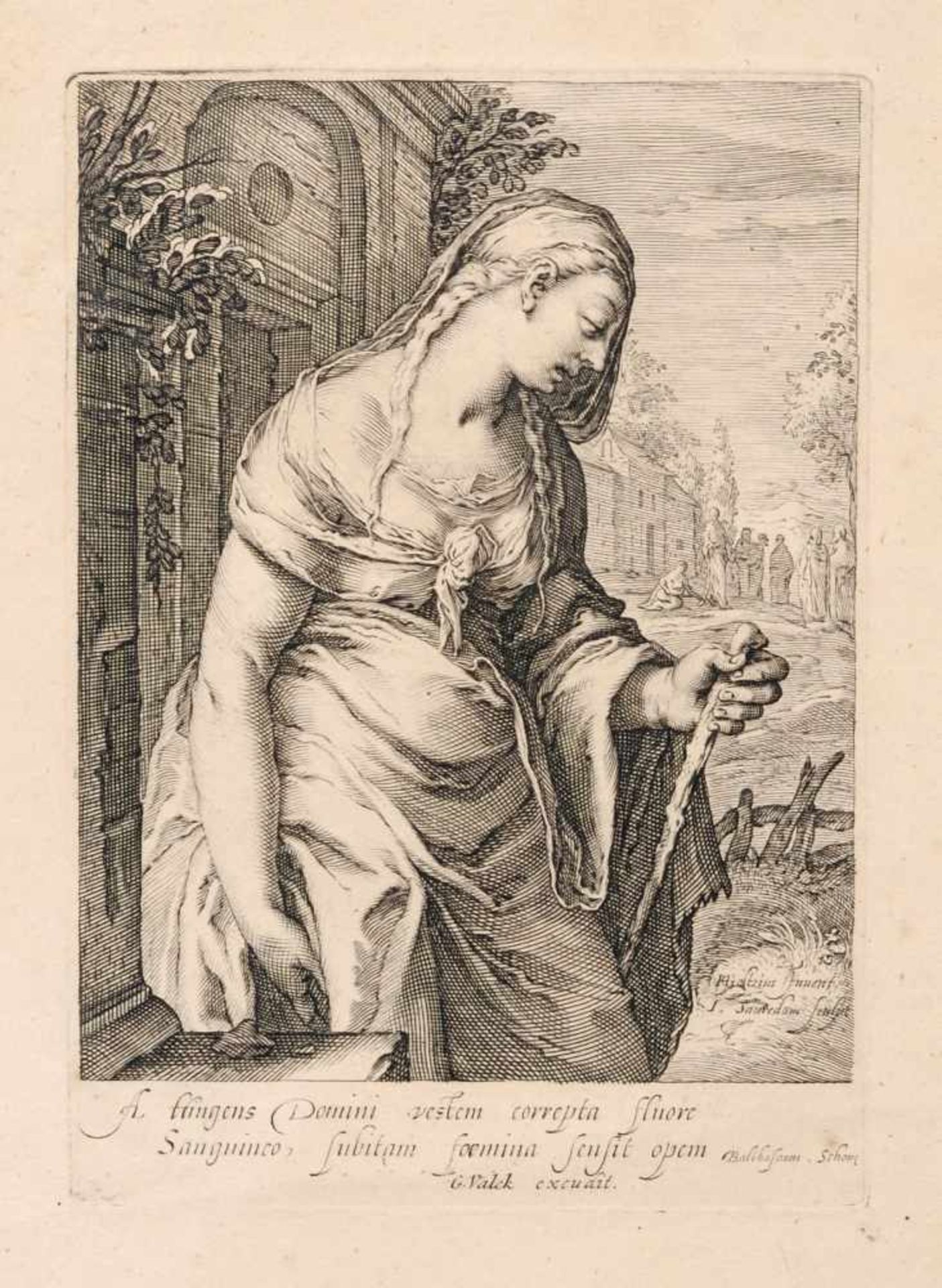 Jan Saenredam "Die Blutkranke Frau" / "Die Gichtbrüchige". 1593-1595. Kupferstiche auf Bütten nach