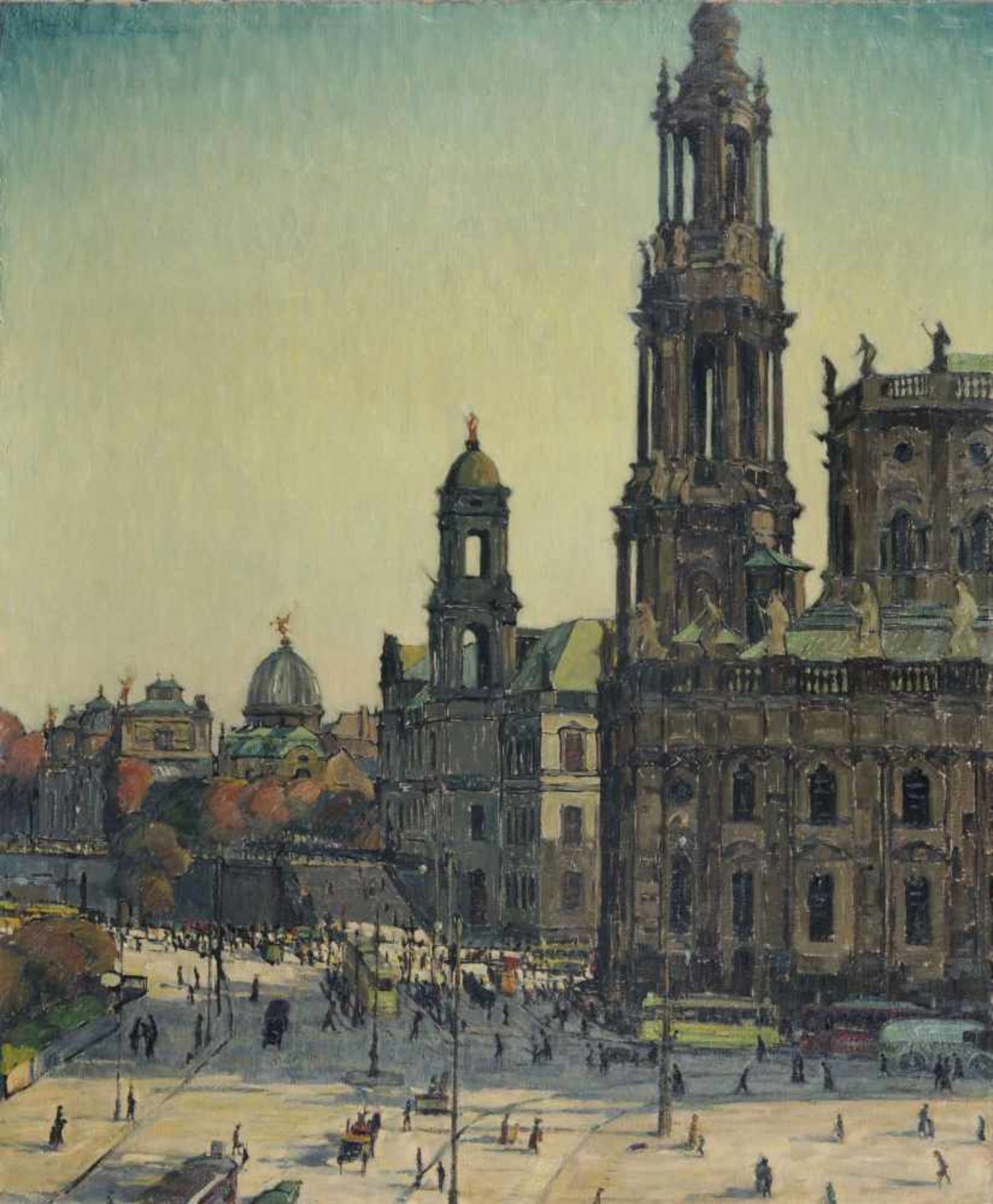 Rudolf Bernhard Adam "Schlossplatz" (Dresden). Anfang 20. Jh. Öl auf Leinwand. Signiert "