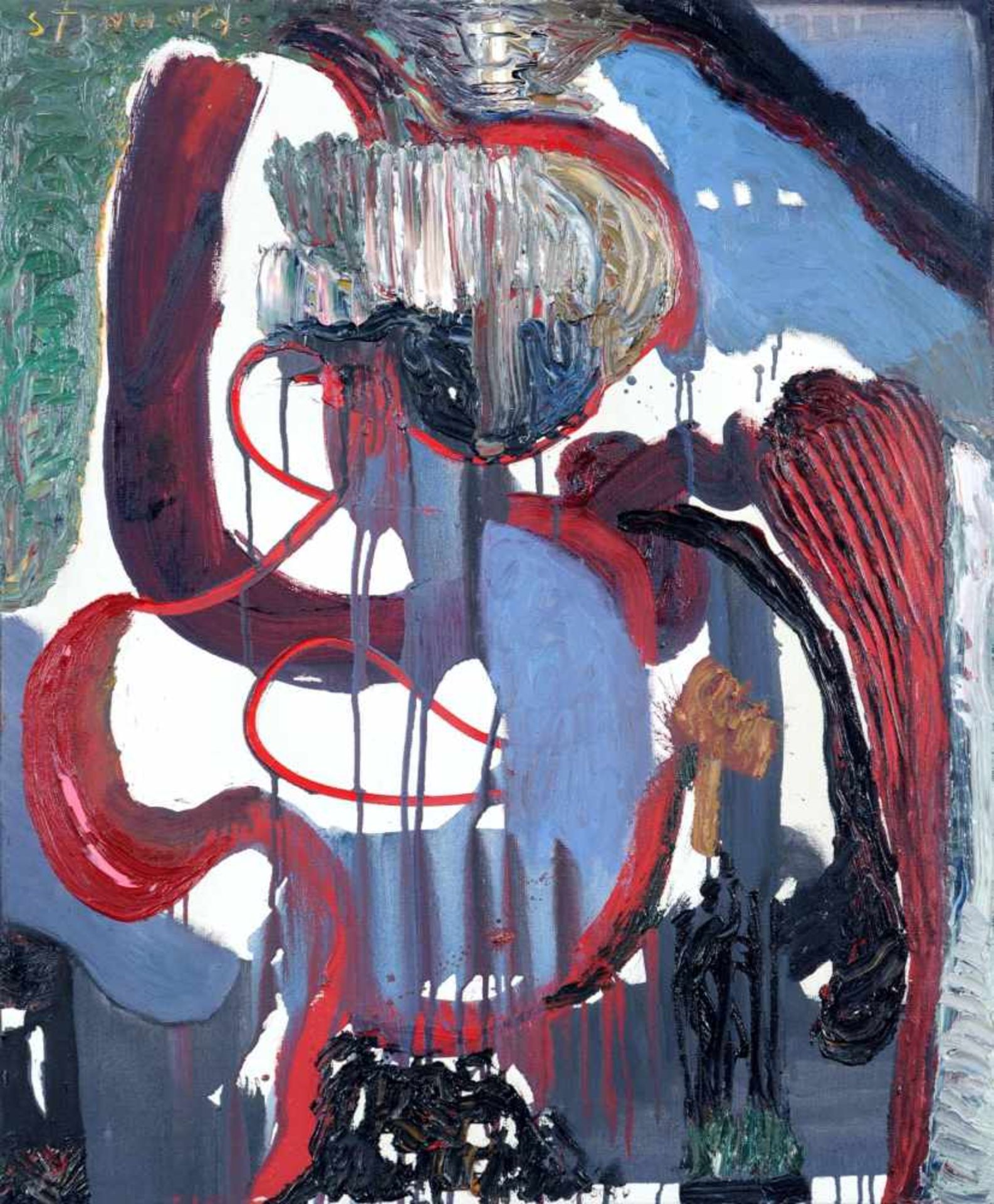 Strawalde (Jürgen Böttcher) "Müdai". 1997. Öl und Acryl auf Leinwand. In die Farbe geritzt