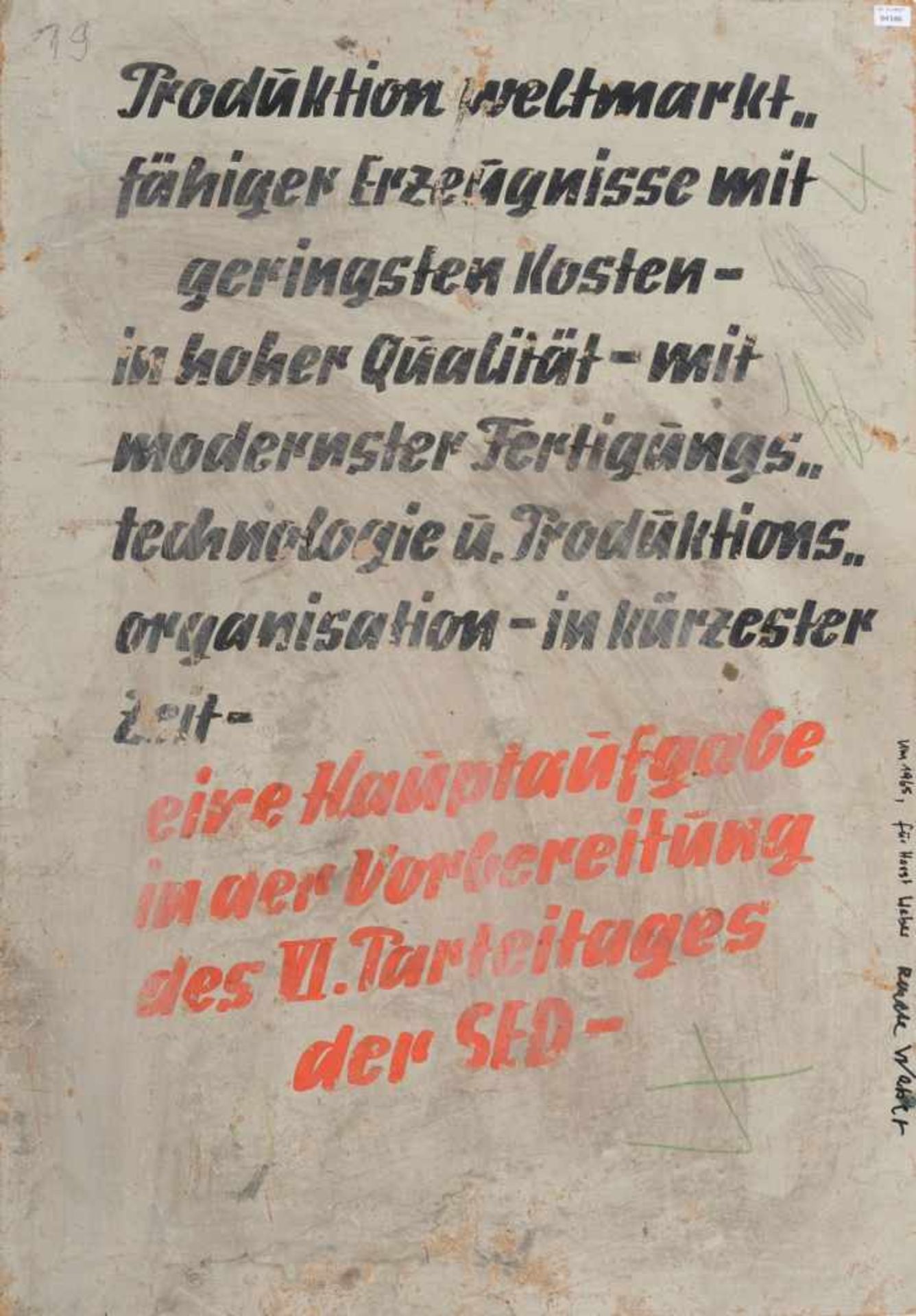 Horst Weber, Stillleben mit Früchten und Violine. Um 1965. Öl auf Spanplatte (zweitverwendete - Bild 2 aus 2