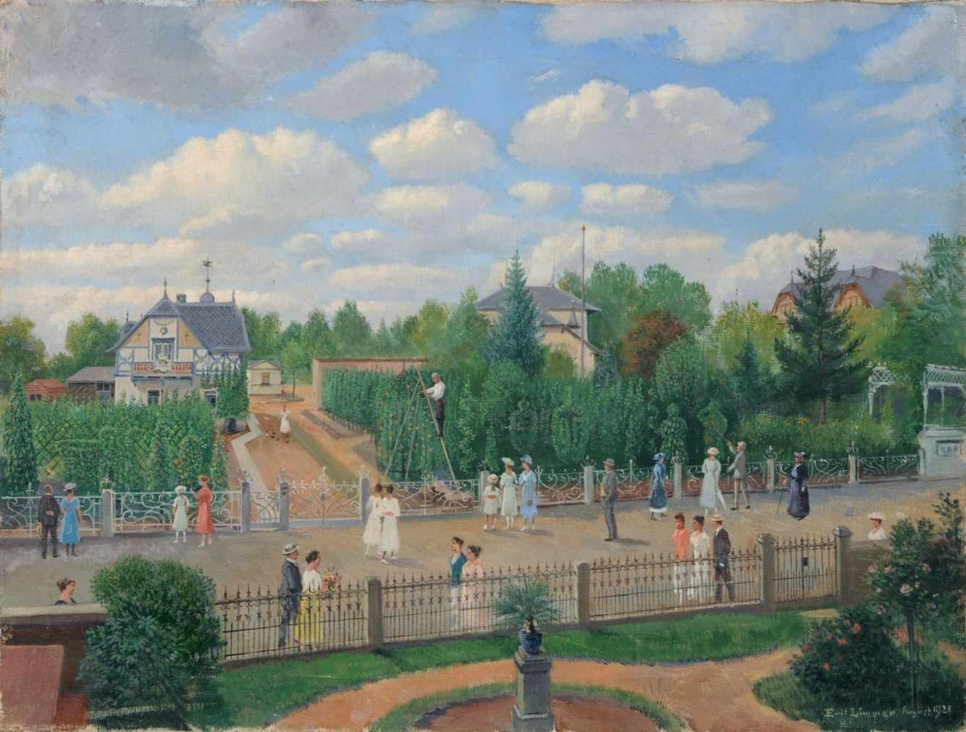 Emil Limmer, Formobstgarten von Arthur Pekrun (Stangestraße 2, Dresden-Weißer Hirsch). 1921. Öl