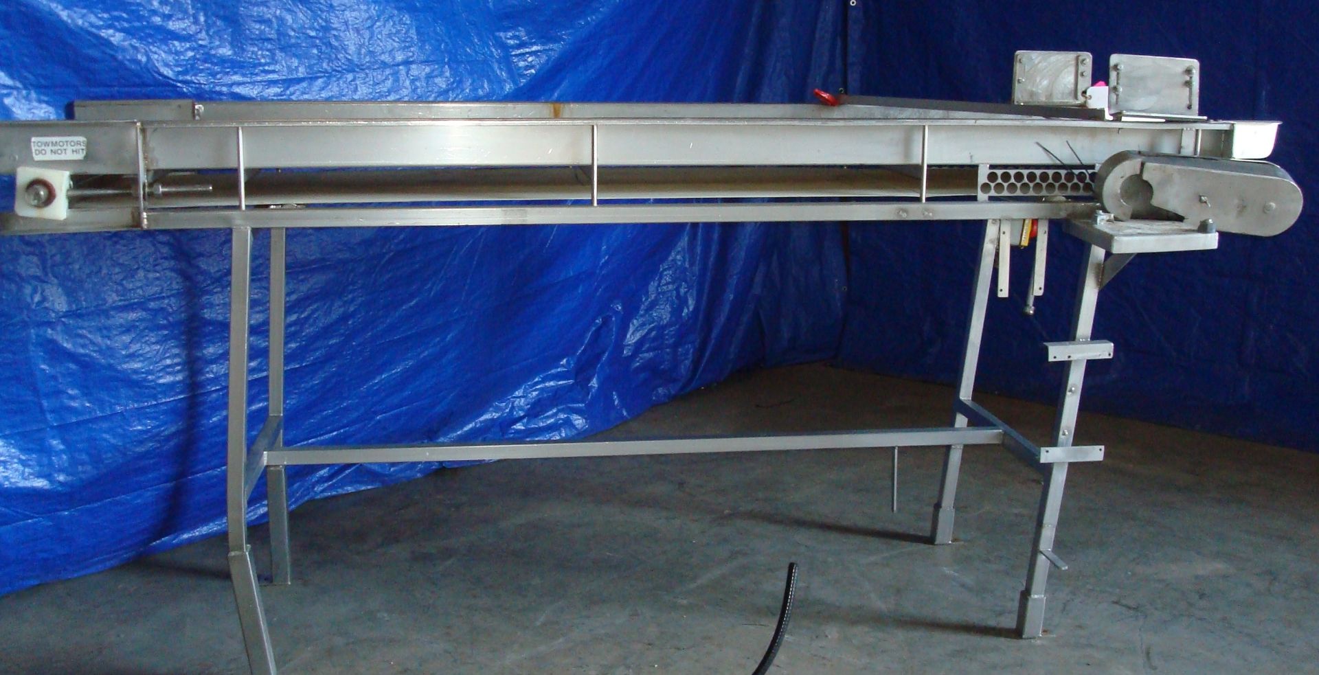 24" wide x 113" long stainless steel belt conveyor