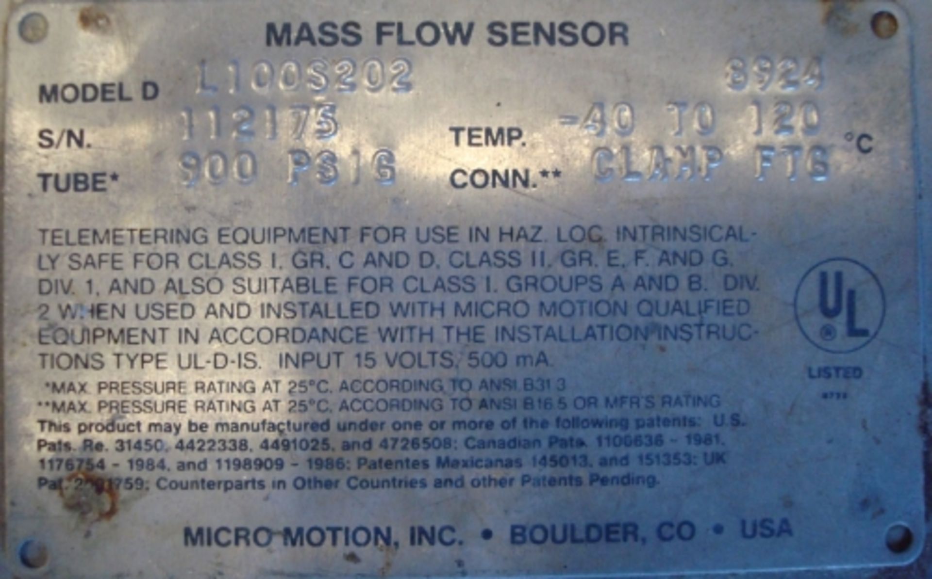 Micro Motion model L100S202 mass flow meter - Image 7 of 10