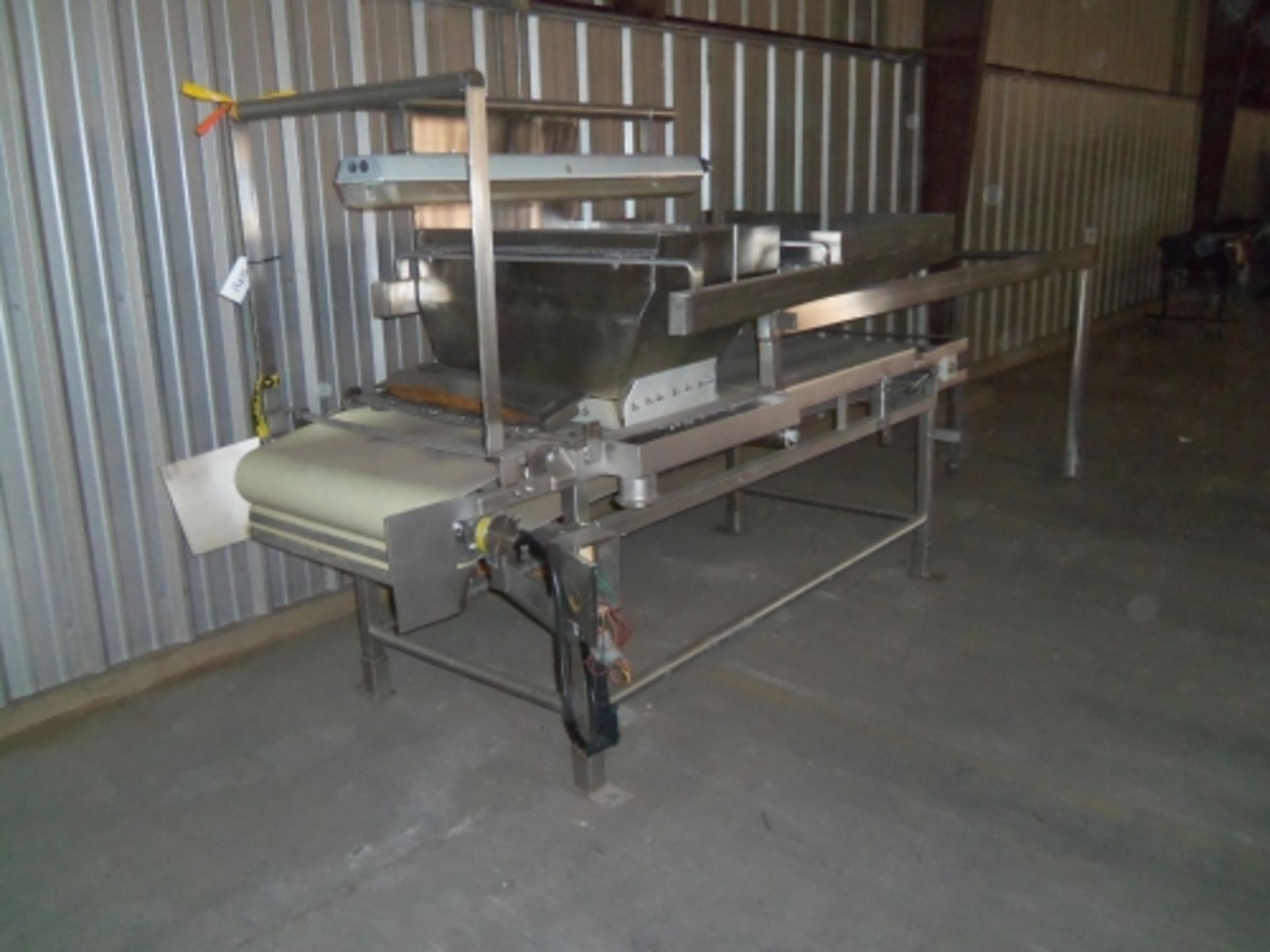 34” wide x 8.5’ long stainless steel sorting conveyor
