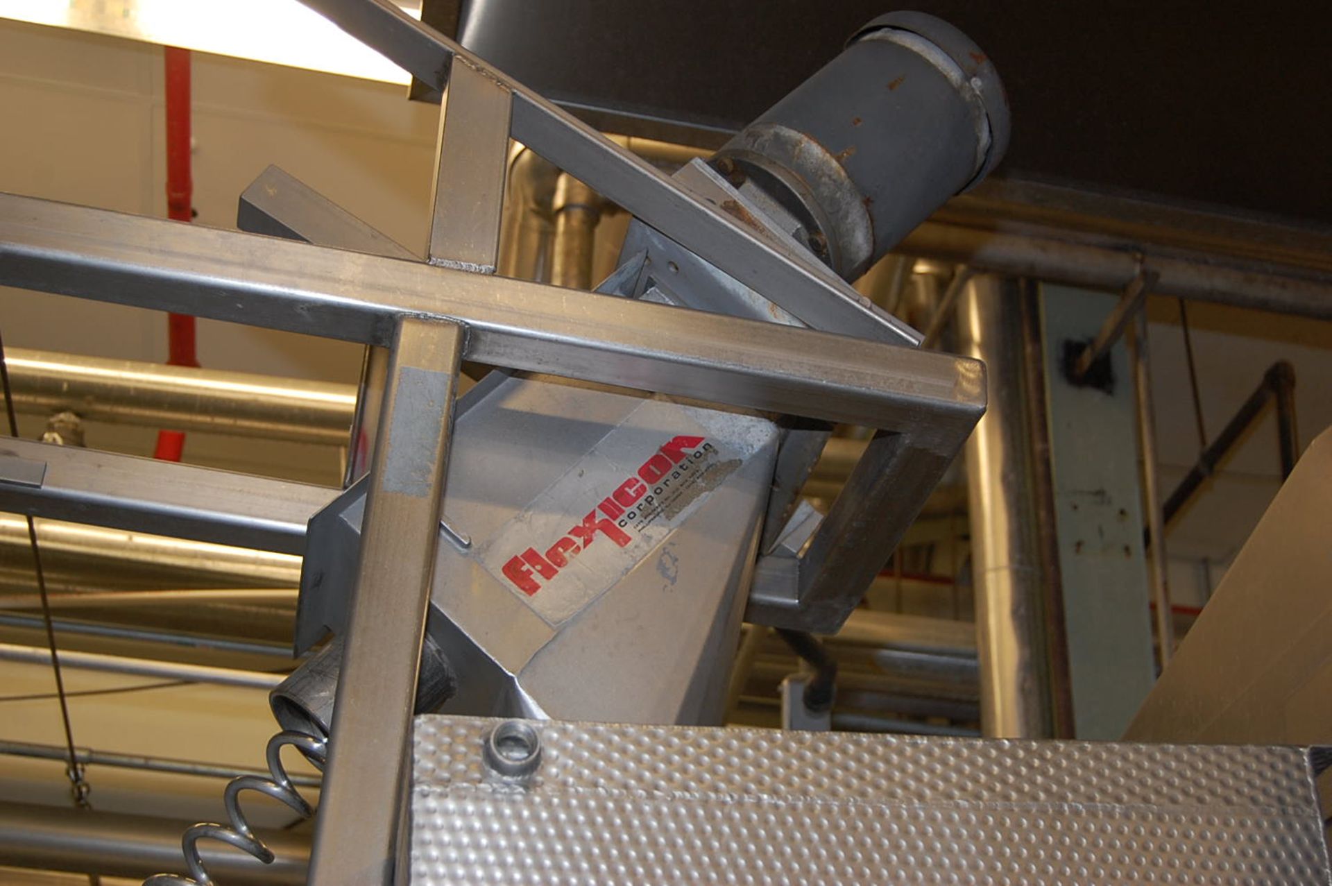 Flexicon Screw Type Auger w/Tube and Feed Hopper, Approx. 1 1/2 HP Motor, 208-230/460 Volt,