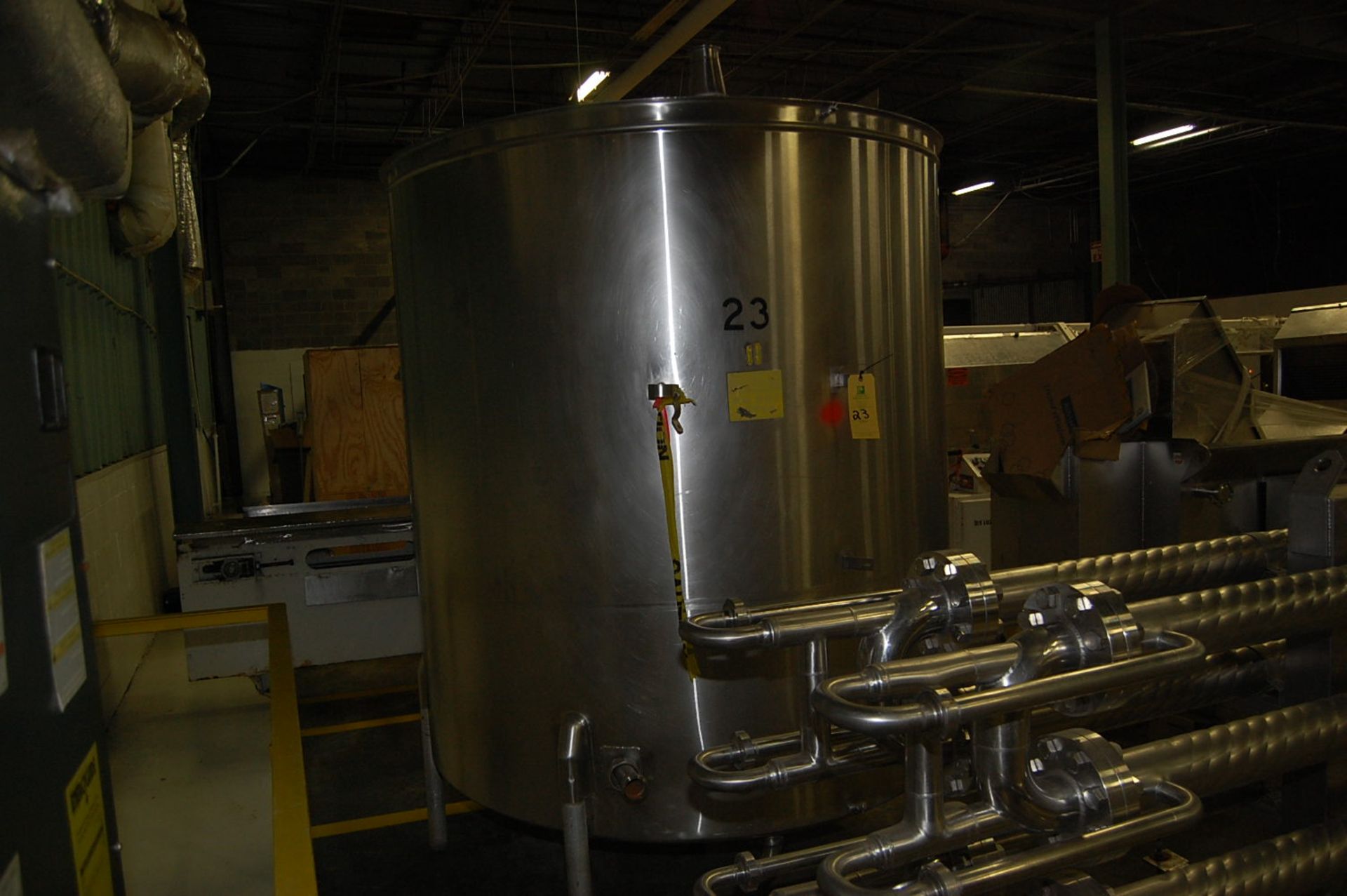 Stainless Steel Tank, 60 in. Diameter x 72 in. Top - Bottom, Heating/Cooling Element, Leg Base