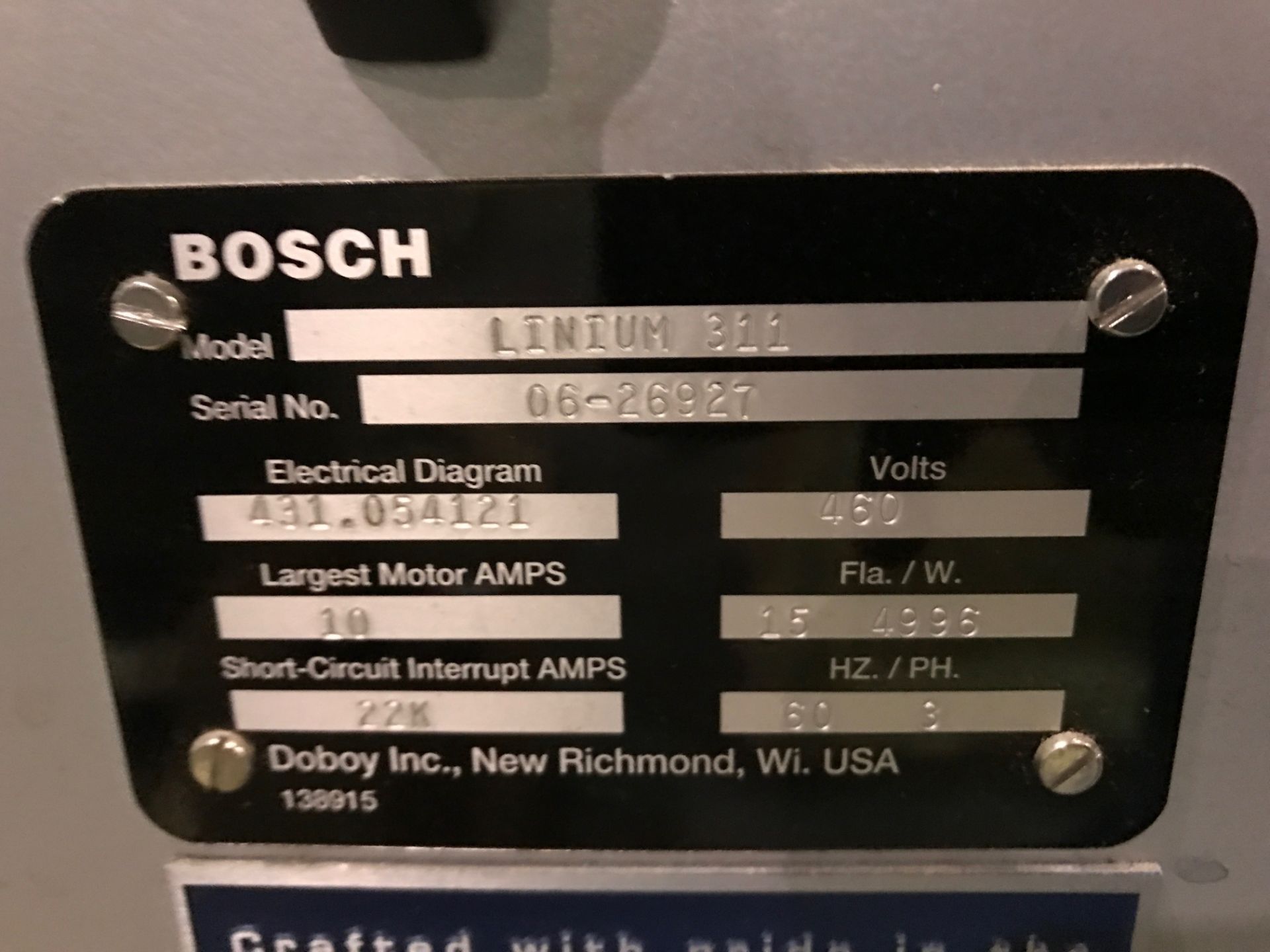 Bosch Doboy Linium 311 Flow Wrapper S/N 06-26927 Missing infeed Conveyor - Bild 7 aus 7
